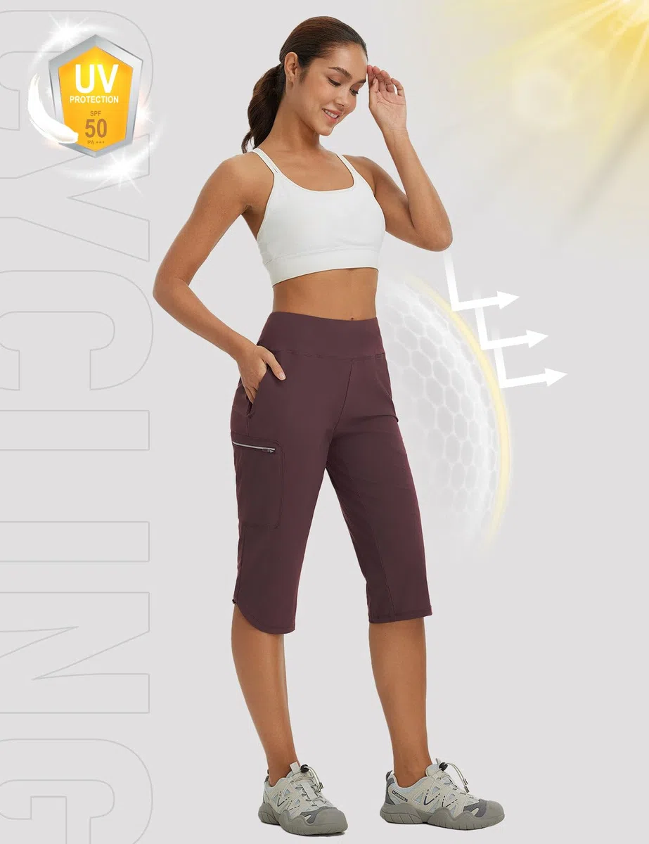 baleaf Pantaloni da Trekking da Donna Bermuda Donna Estivi Pantaloni Cargo Traspiranti Pantaloni Elasticizzati per l'outdoor Asciugatura Rapida Leggeri