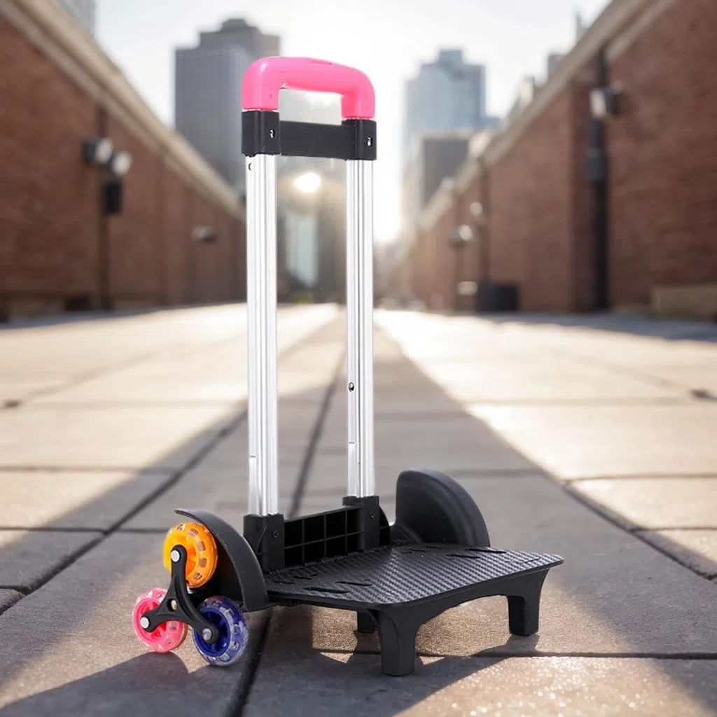 6 Carrello Trolley Pieghevole con Manico Telescopico per Viaggi, Scuola e Borse