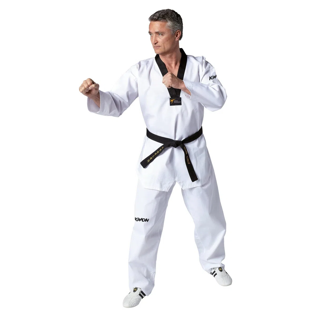 Tuta TKD Victory, bianco con risvolto nero