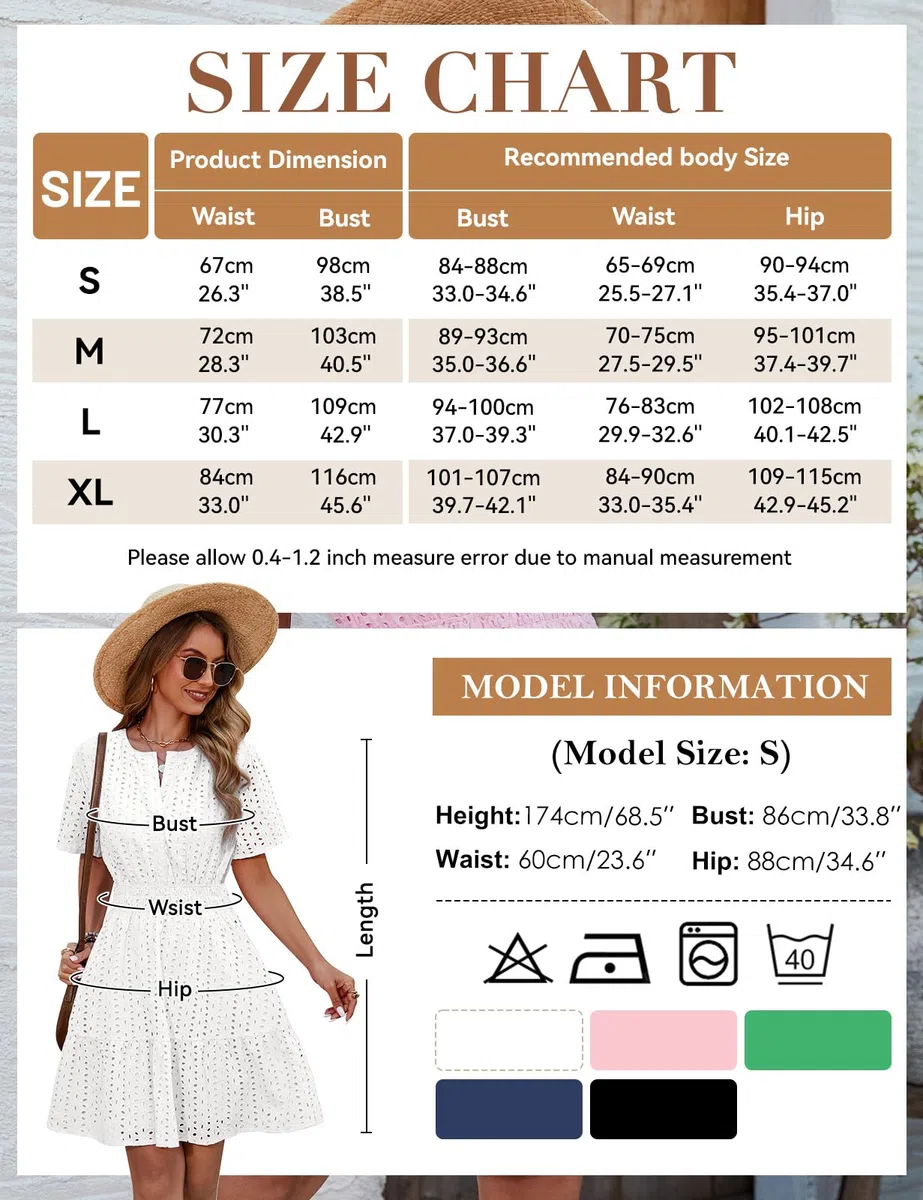 Yuson Girl Vestito Estivo Donna Scollo a V Abito Corto Maniche Corte Cotton Comodo Abito Vuoto Abito Mare Spiaggia Vestiti Casuale Eleganti Vita Alta Abiti Mini