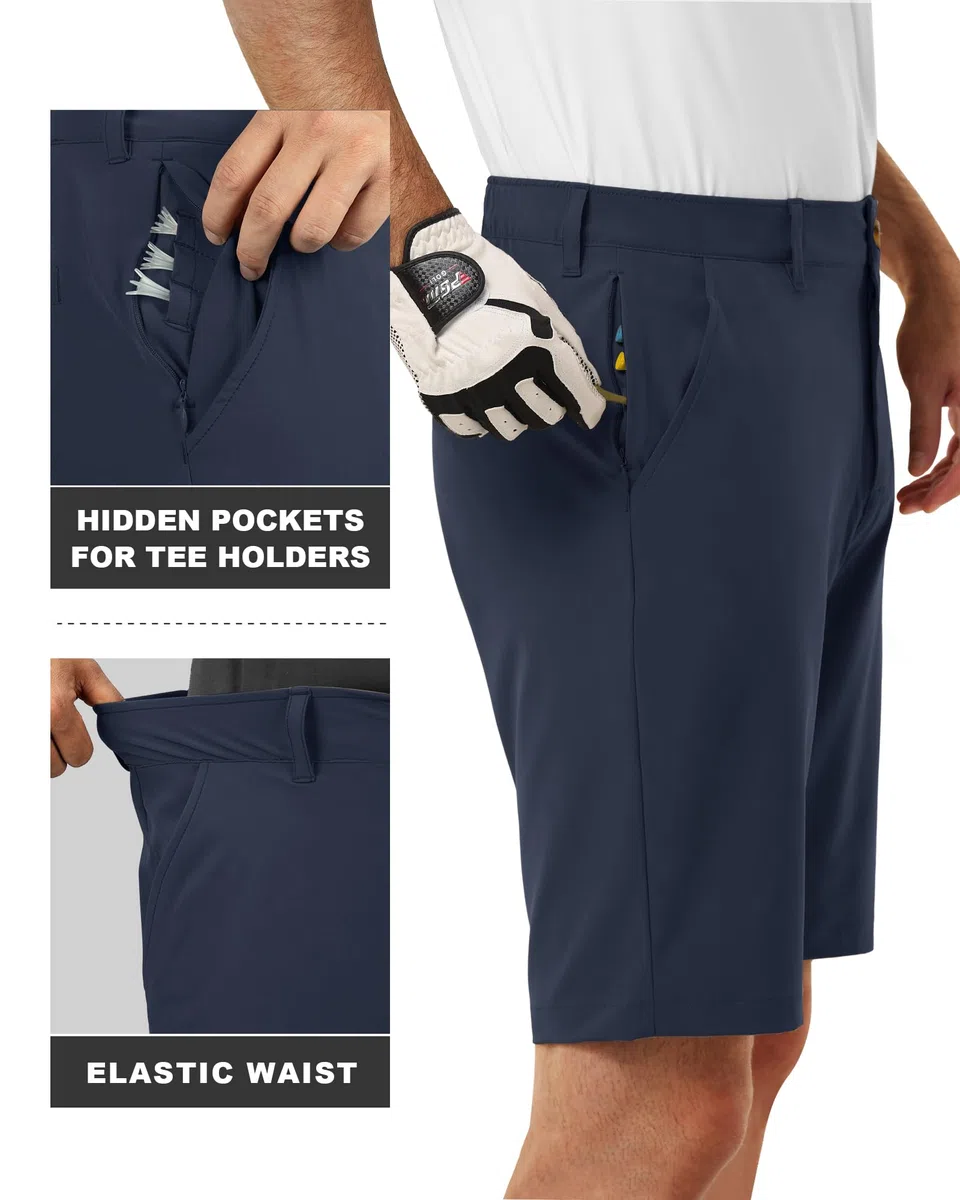 33,000ft Pantaloncini da golf da uomo Dry Fit, 27,9 cm, leggeri, ad asciugatura rapida, elasticizzati, bermuda casual con tasche, per golf, viaggi e wroking