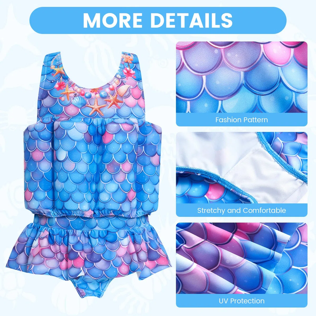 Costume da bagno intero per bambine con galleggiamento Costume da bagno intero per bambini Gilet da bagno Costume da bagno galleggiante