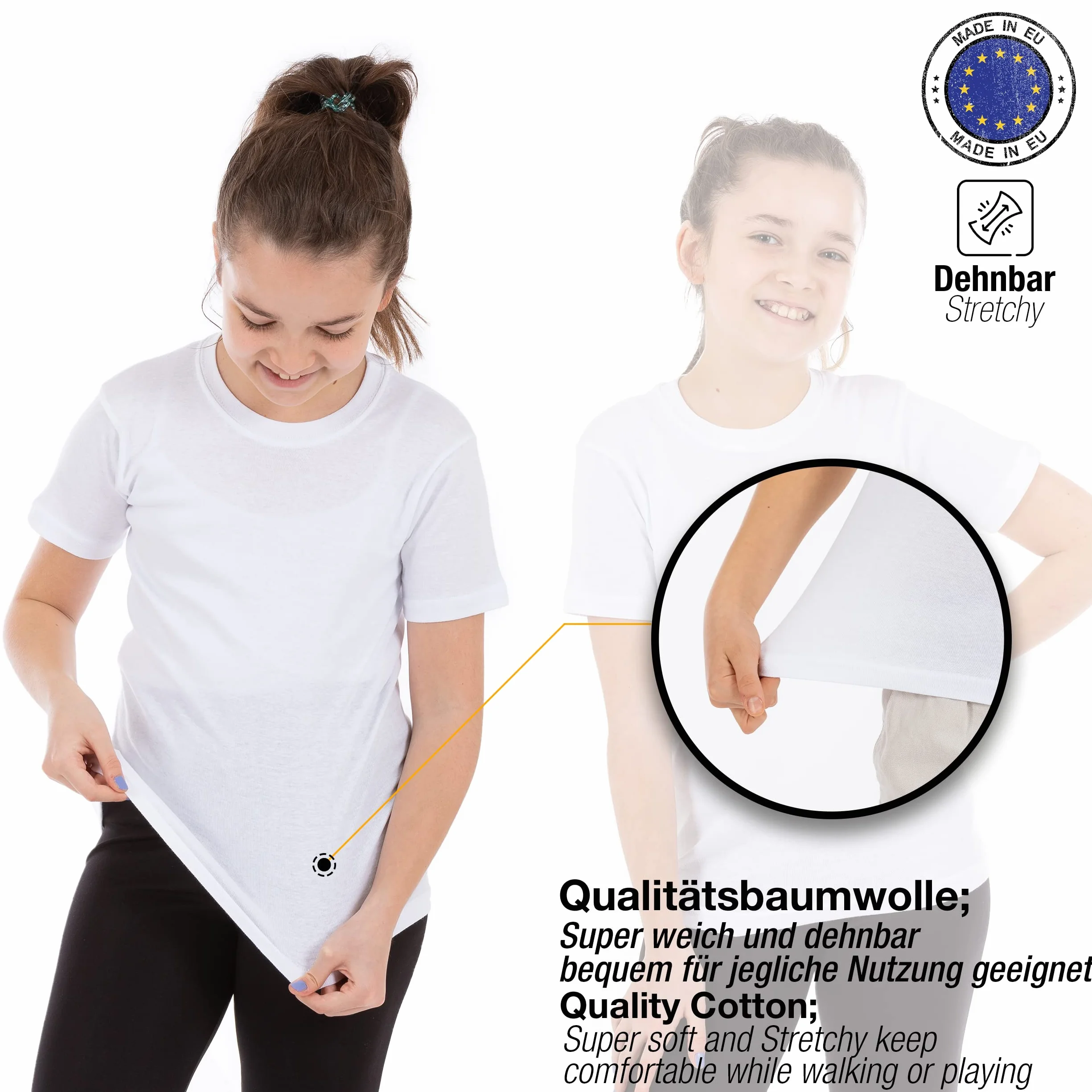 LOREZA ® 3/6 Confezione di Biancheria Intima per Bambini Unisex a Maniche Corte per Ragazzi Camicia Intima per Ragazze 100% Cotone