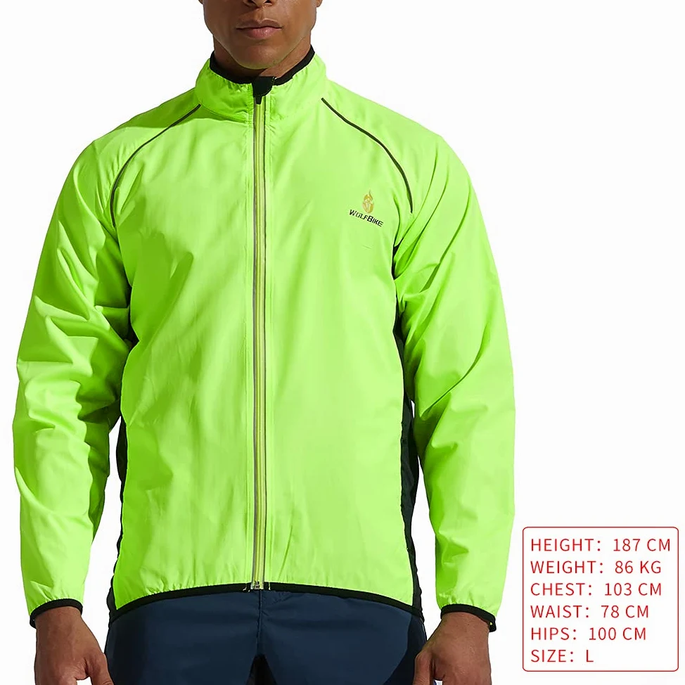 Wosawe, Giacca impermeabile da ciclismo unisex, traspirante, in jersey a maniche lunghe, per mountain bike e ciclismo, per tutte le stagioni