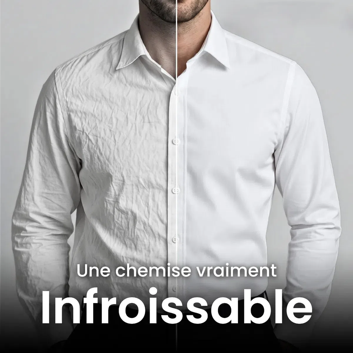Generico Chemise Infroissable à Coupe Ajustée, Camicia da Uomo Microelastica Antirughe No Stiro