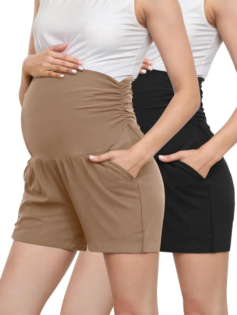 PARNIXS Pantaloni caldi di modo di estate per maternità breve con tasca,