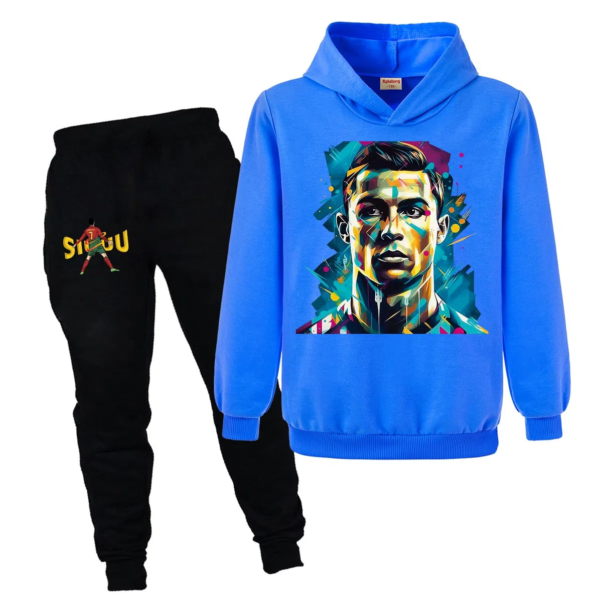 Ronaldo - Tuta da calcio con cappuccio e pantaloni in cotone, per bambini