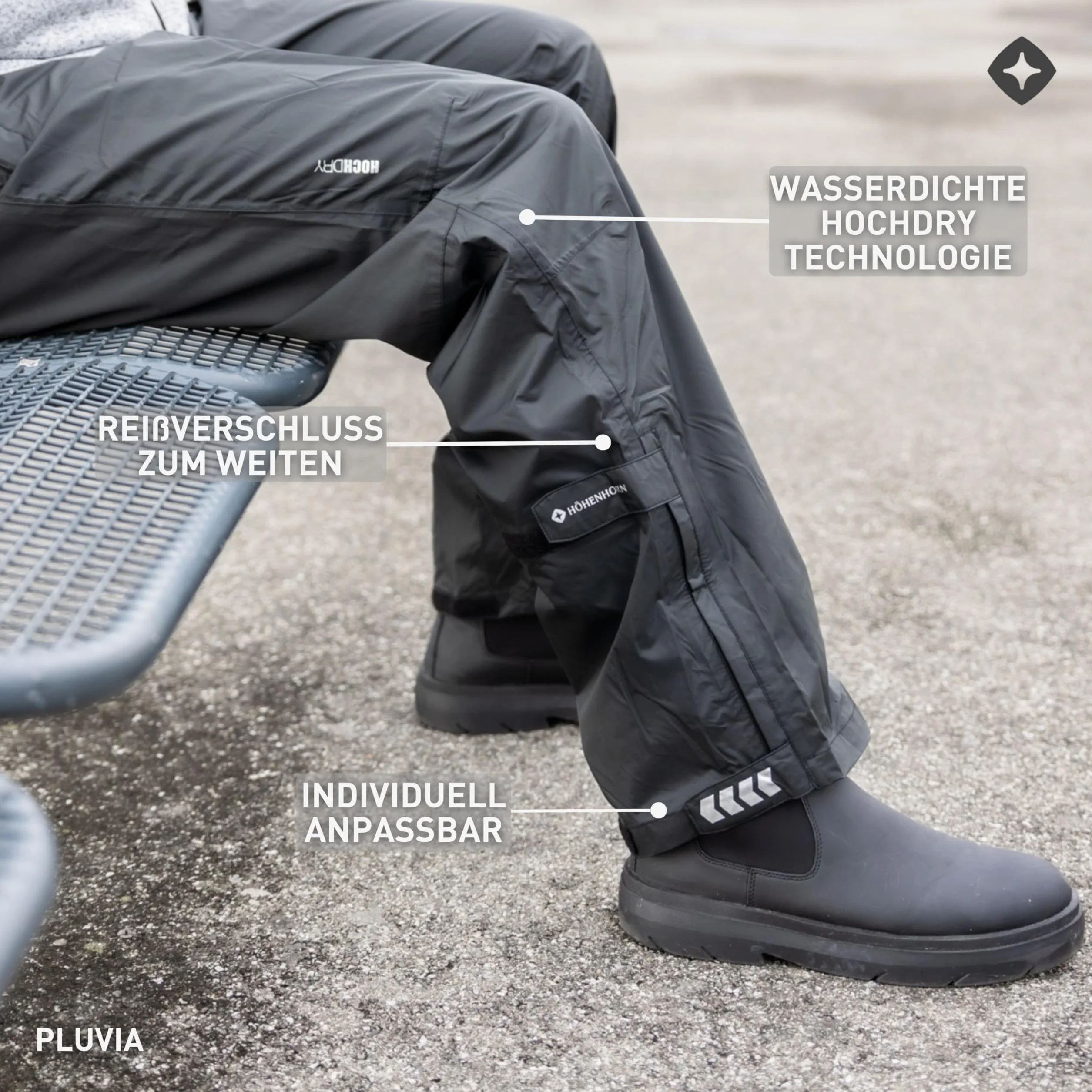 Höhenhorn Pluvia Pantaloni da uomo, impermeabili, antipioggia, per colonna d'acqua fino a 5000 mm, traspiranti, con custodia per il trasporto, per attività all’aperto