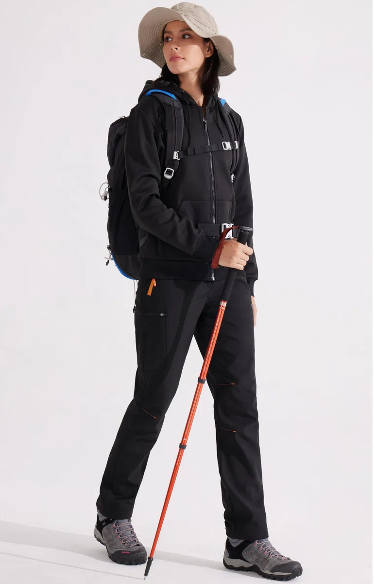 Libin Pantaloni Trekking Donna Invernali Pantaloni Sci Softshell Termici Escursionismo Impermeabili Neve Lavoro Pantaloni da All'aperto Outdoor, Nero-Upgrade XL