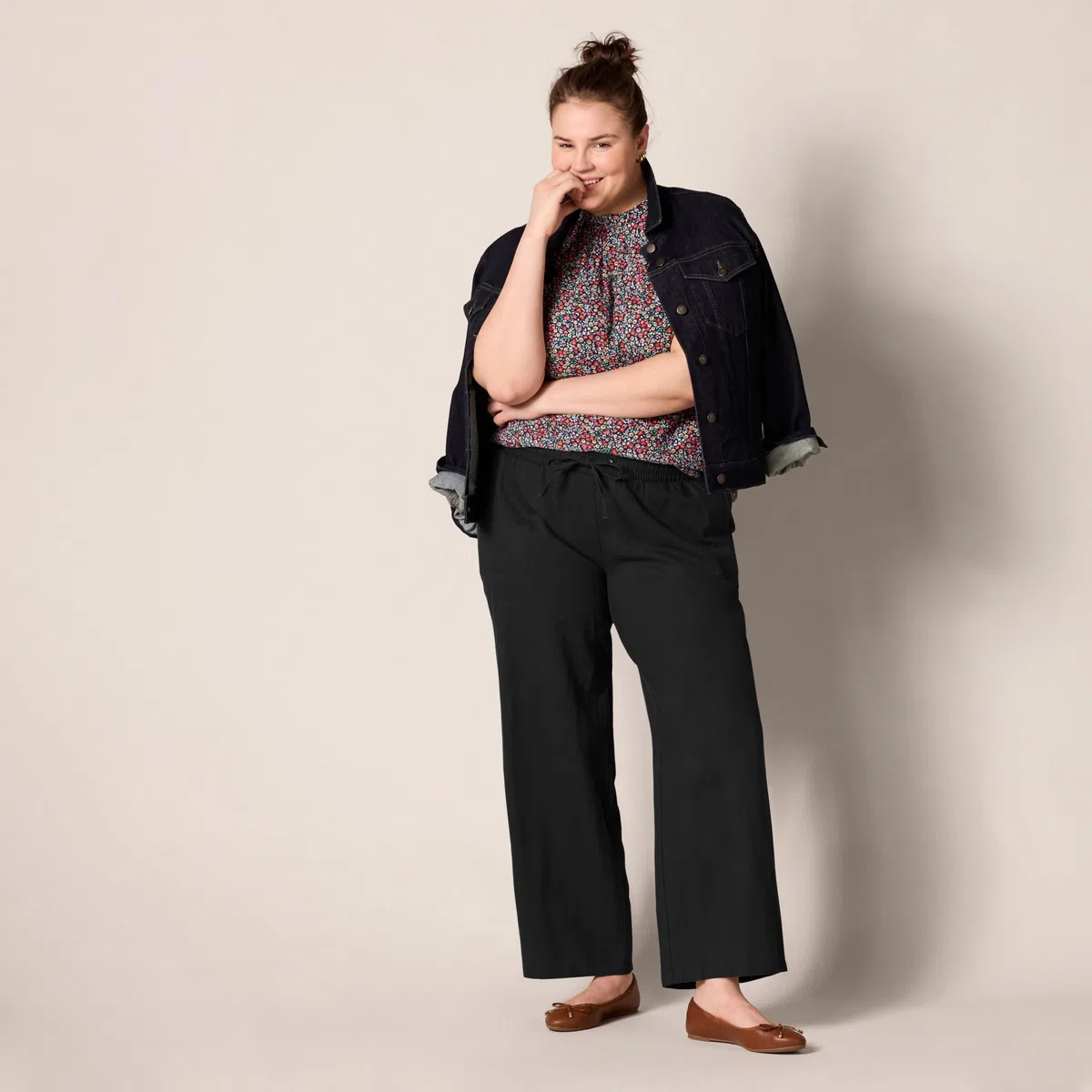 Amazon Essentials Pantaloni a Gamba Larga con Coulisse in Misto Lino dalla Vestibilità Comoda (Disponibili in Taglie Forti) Donna