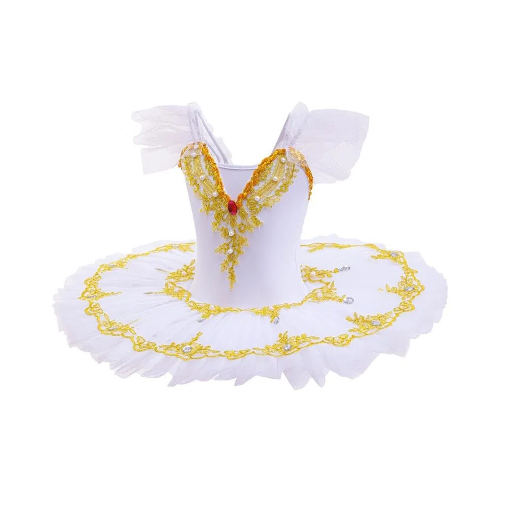 Lito Angels Abito tutù da Balletto per Bambina, Costume da Ballerina con Applicazioni Dorate e Strass, Perfetto per Spettacoli, Danza, Feste e Scuola