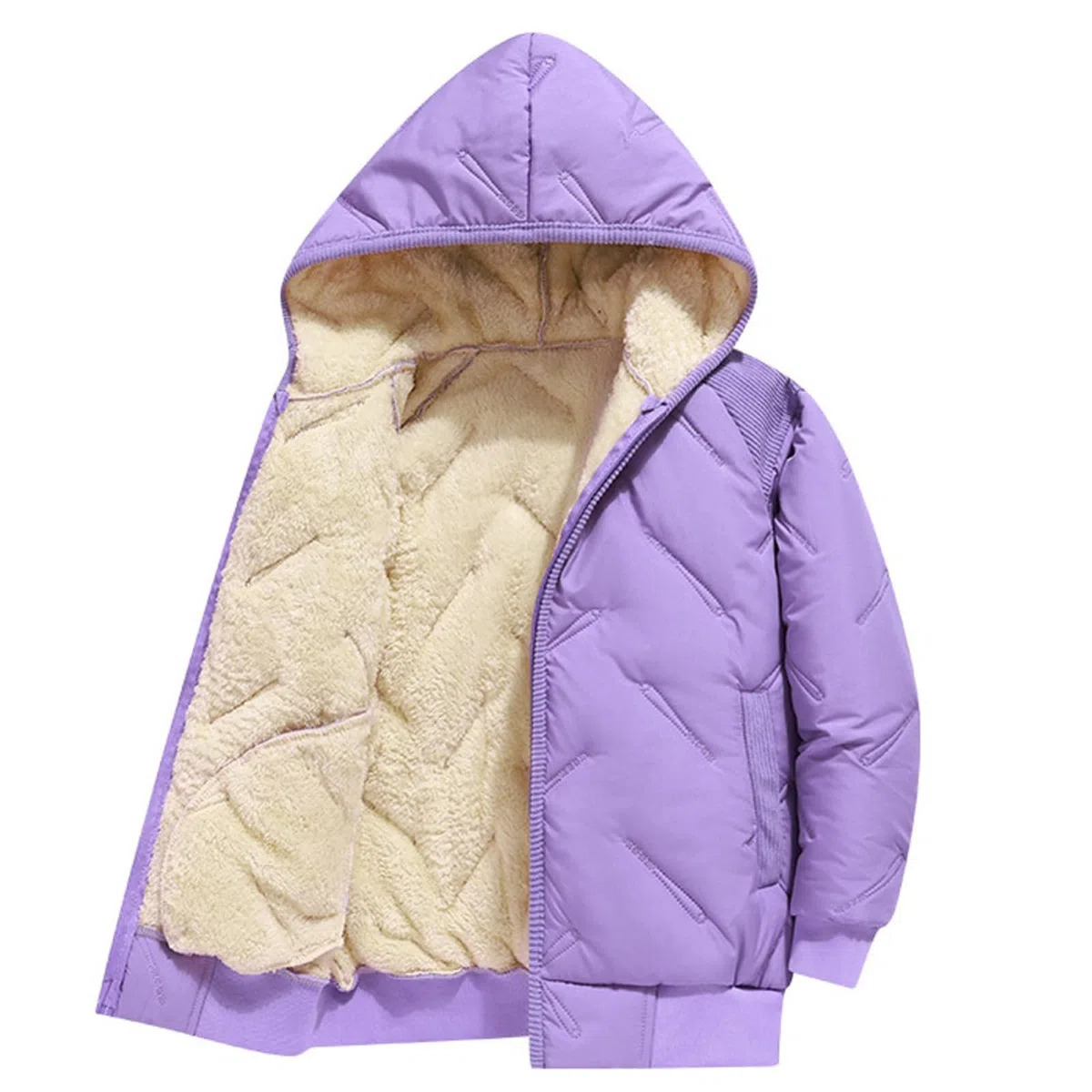 Cappotti foderati in pile invernale caldo piumino con cappuccio per bambini imbottito piumino trapuntato cappotto leggero per adolescenti parka Outwear