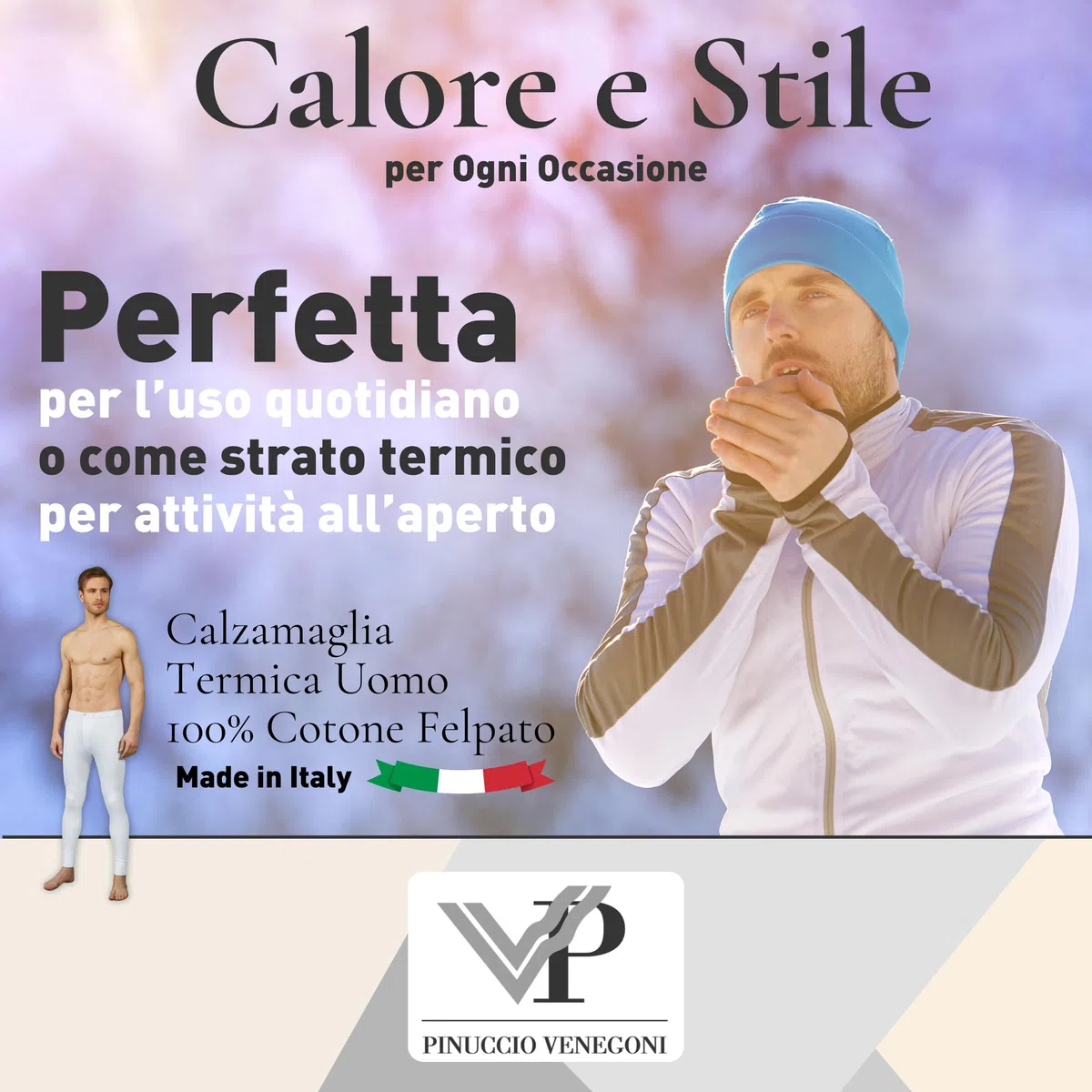 VP PINUCCIO VENEGONI - Mutande Lunghe Uomo Bianche Pacco da 2 | Calzamaglia Uomo Invernale in Caldo Cotone Felpato Morbida E Traspirante, vestibilità Perfetta - S/XXL