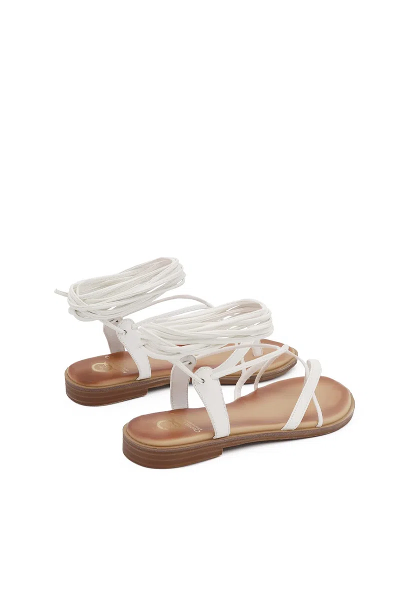 QUEEN HELENA Infradito Bassi con Lacci Sandali alla Schiava Donna Y5006