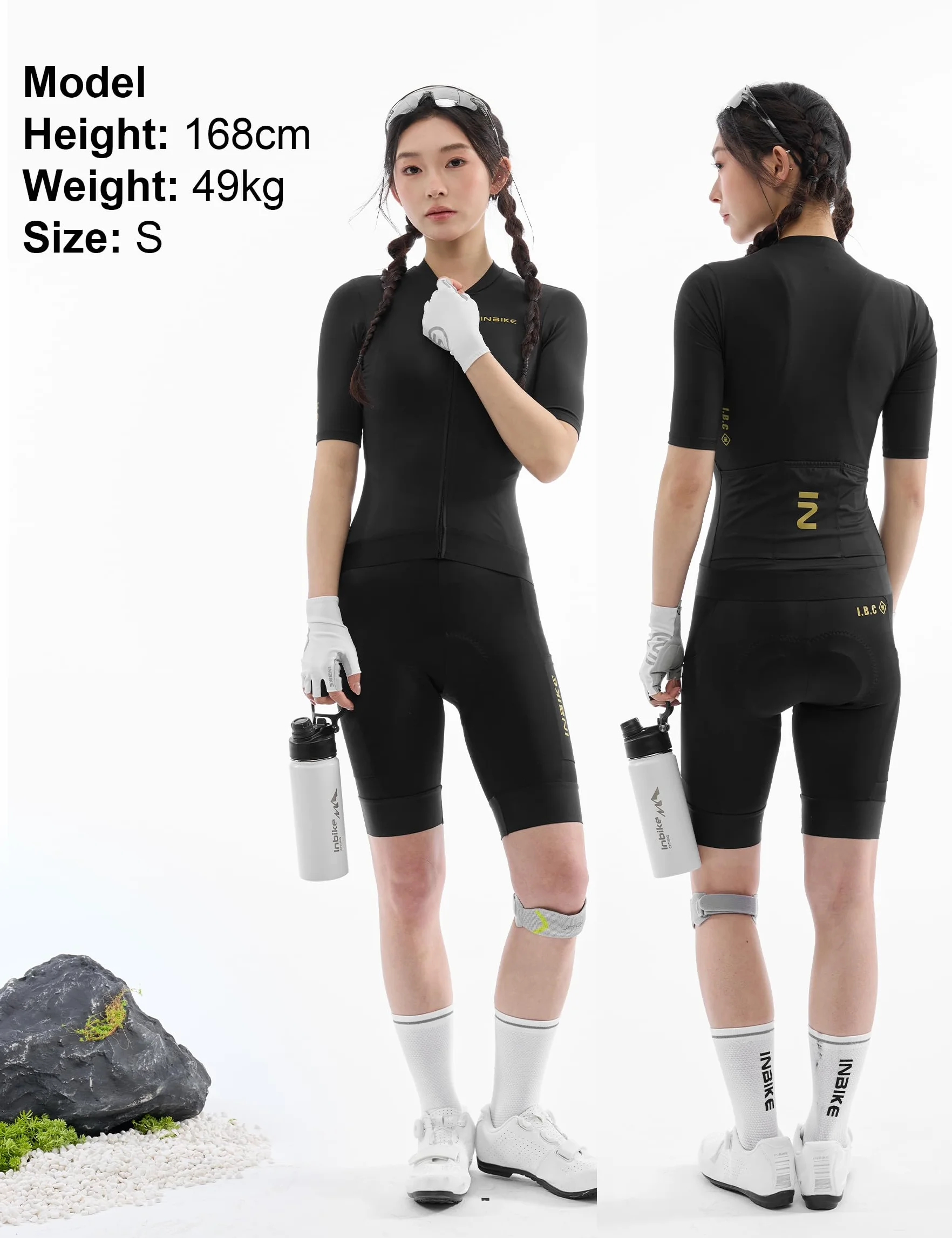INBIKE Maglia Ciclismo Donna Estiva Maglia MTB Maniche Corte Maglia Bici Anti-Sudore Protezione Solare Traspirante Asciugatura Rapida Elasticizzato 3 Tasche WF879