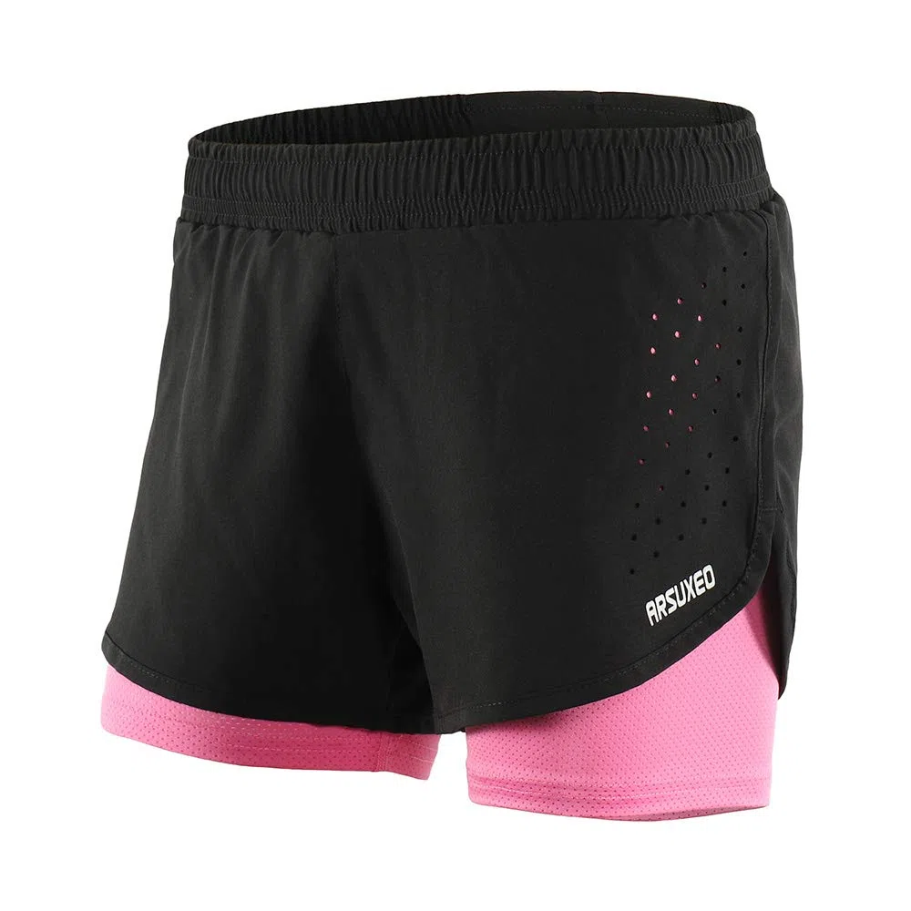 Lixada - Pantaloncini da Corsa 2 in 1 da Donna, ad Asciugatura Rapida, Traspiranti, Allenamento Attivo