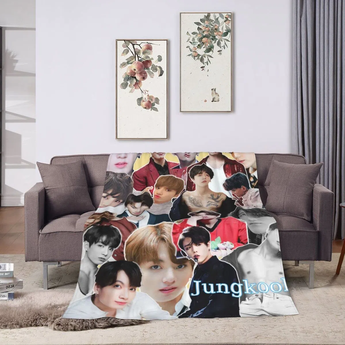 Jungkook, coperta morbida e confortevole in pile di lana, per divano, ufficio, auto, campeggio, yoga, viaggi, decorazione per la casa, accogliente coperta da spiaggia in peluche, regalo