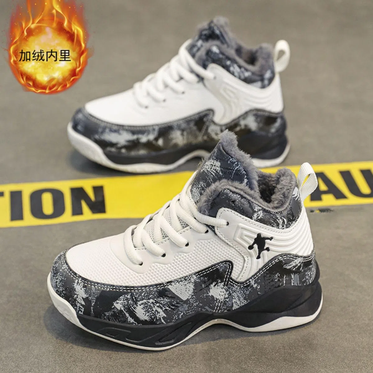 Elegante Calore Imbottito Scarpe da Basket per Ragazzi Scarpe da Basket per Bambini Allacciatura Sportiva Scarpe Sportive