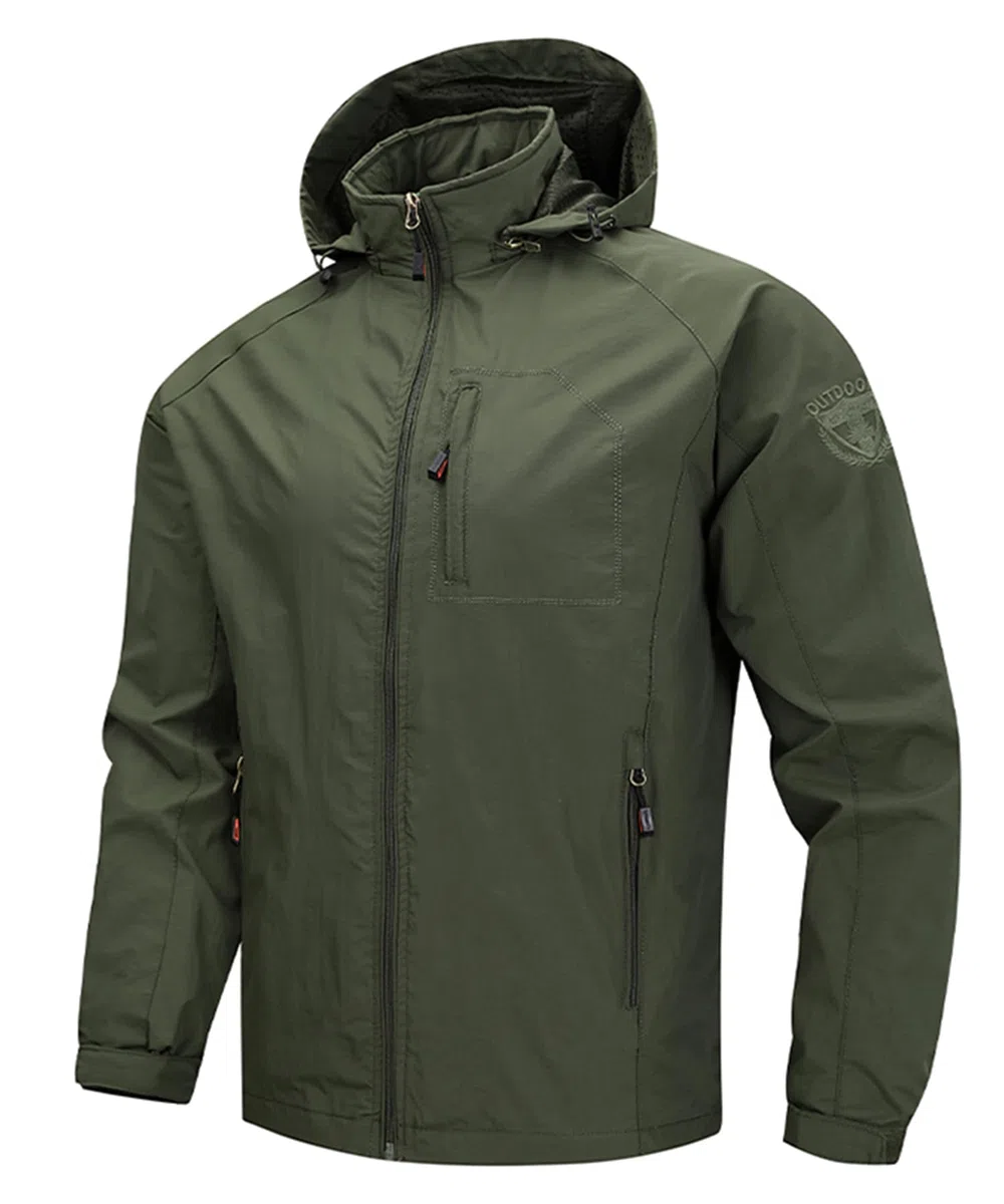 Giacca Softshell da Uomo Giacca da Esterno Antivento Casual Sportivo Leggero Giacca a Vento Giubbotto da Trekking Montagna impermeabile con cappuccio staccabile