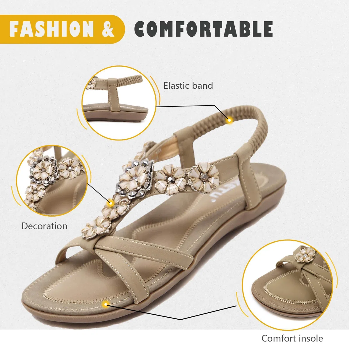 Acfoda Bohemien Sandali Donna Estive Comode infradito da Spiaggia