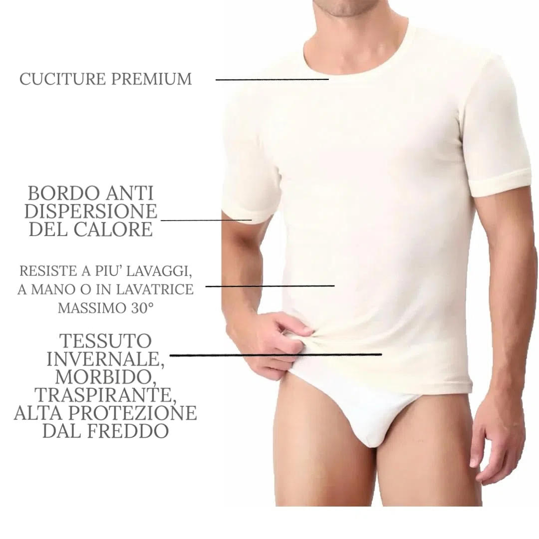 Maglietta Intima Uomo Lana Cotone Girocollo 3-5-1 Pezzi Maglia Termica Invernale - Maglia Intima Uomo Lana Cotone 1022 1033