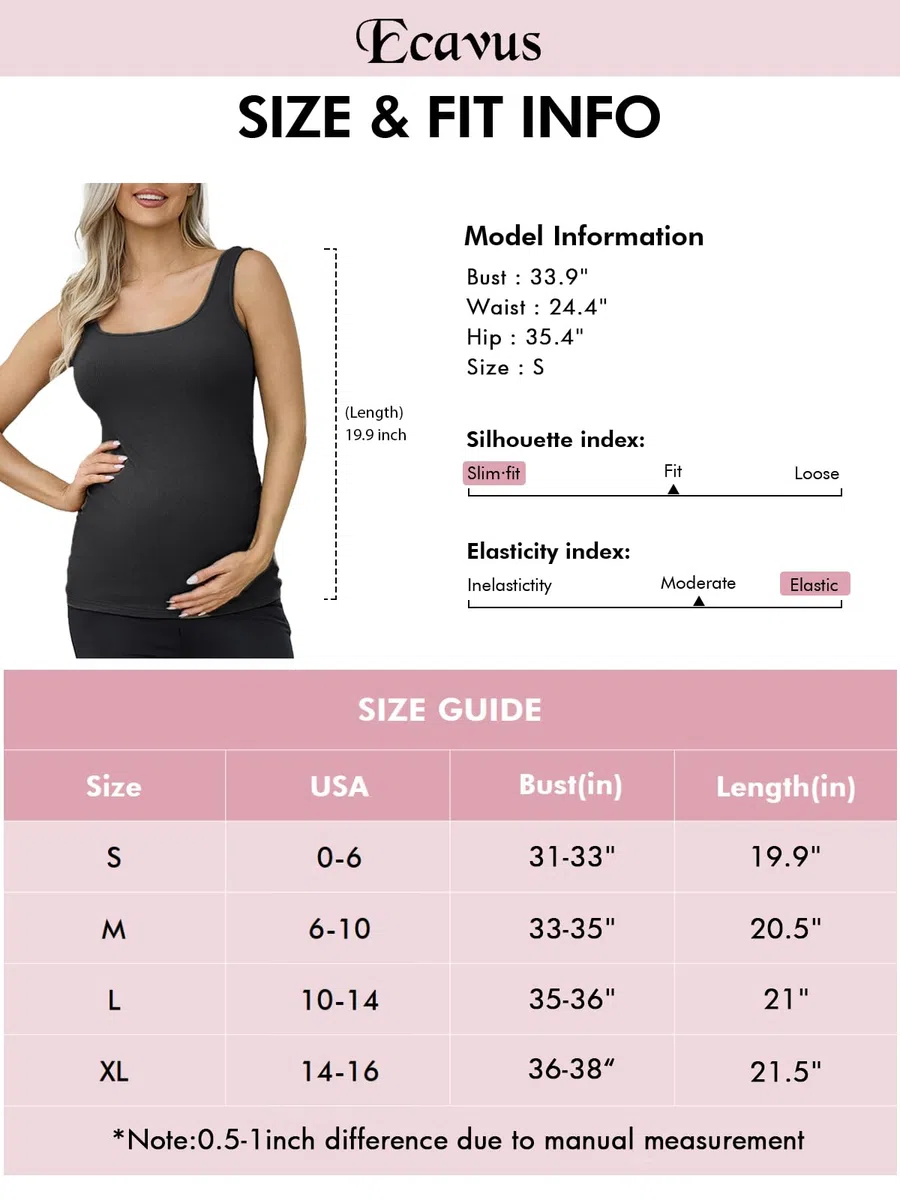 Ecavus 3 canottiere premaman con scollo quadrato senza maniche a costine in maglia di base per gravidanza atletica yoga camicie canotta