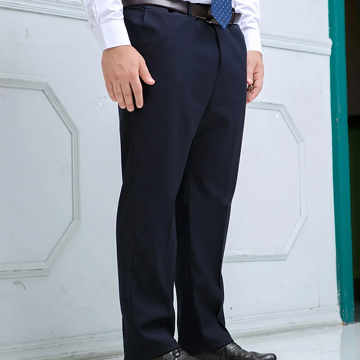 Pantalone Da Uomo Per Taglie Forti E Alte, Pantaloni Da Abito Da Sposo Con Vestibilità Classica E Parte Anteriore Piatta, Pantaloni Business Leggeri