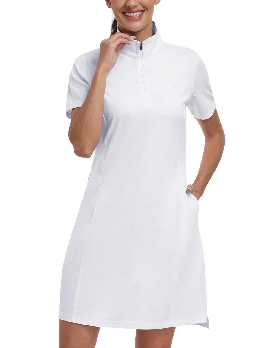 MoFiz Abito da golf da donna Polo Sportivo Manica Corta Quick Dry Casual Workwear Button
