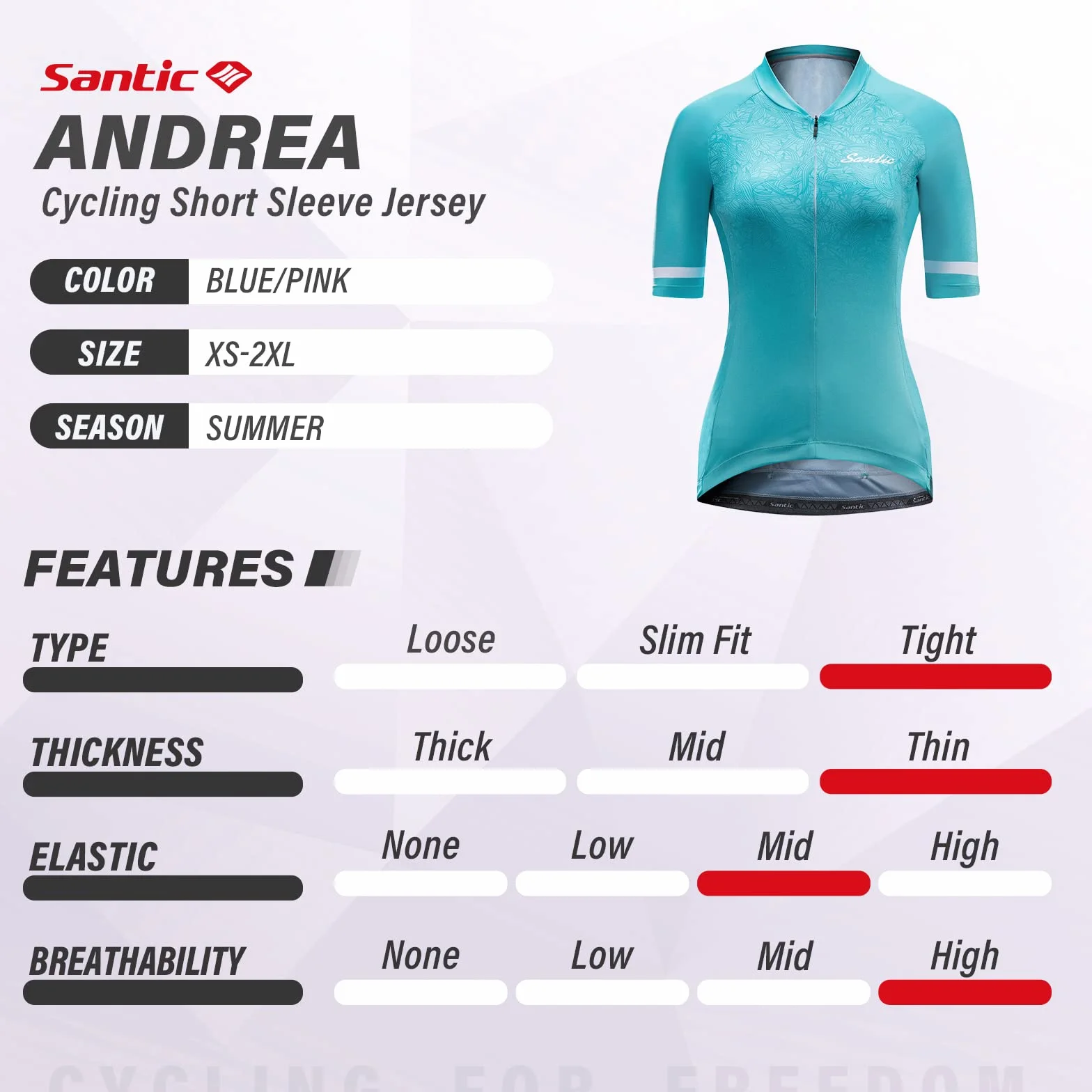 Santic Magliette Ciclismo Donna Maglia Ciclismo Donna Breve Maglietta Bicicletta Camicie Ciclismo per Donna