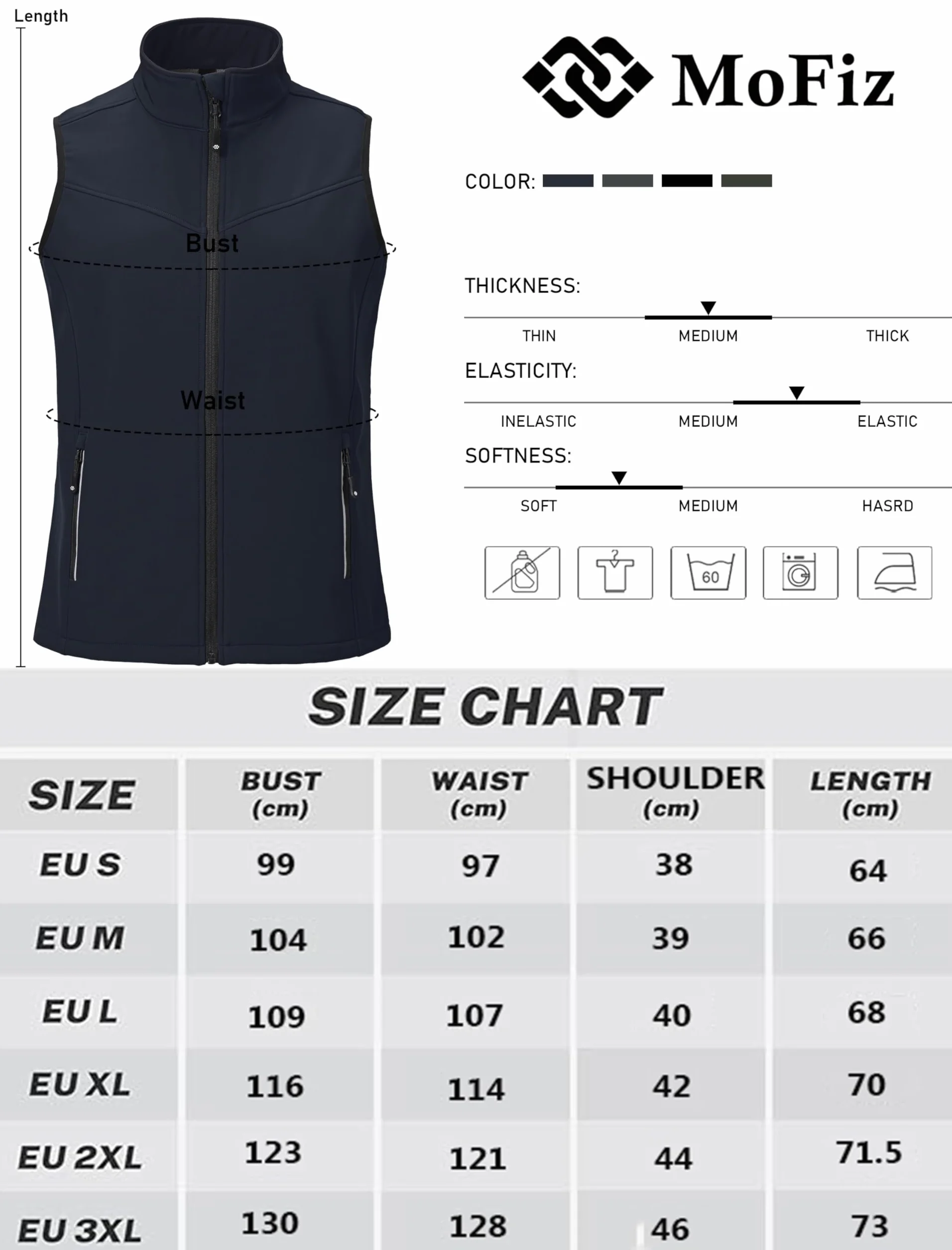 MoFiz Gilet da Donna Softshell Antivento Leggero Vest Cappotto Senza Maniche Giacca Calda Con Cerniera