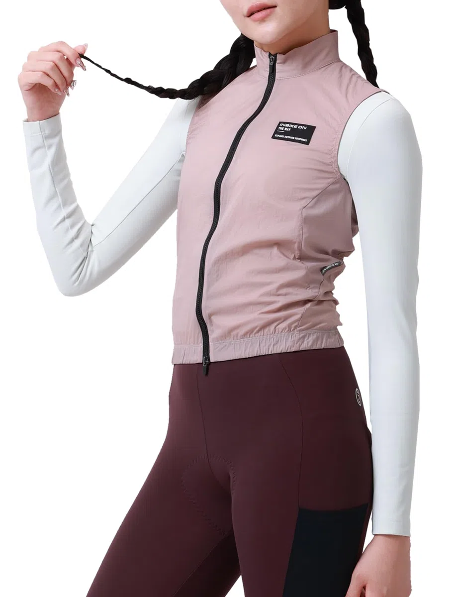 INBIKE Gilet da ciclismo leggero da donna, impermeabile, antivento, senza maniche, traspirante, riflettente