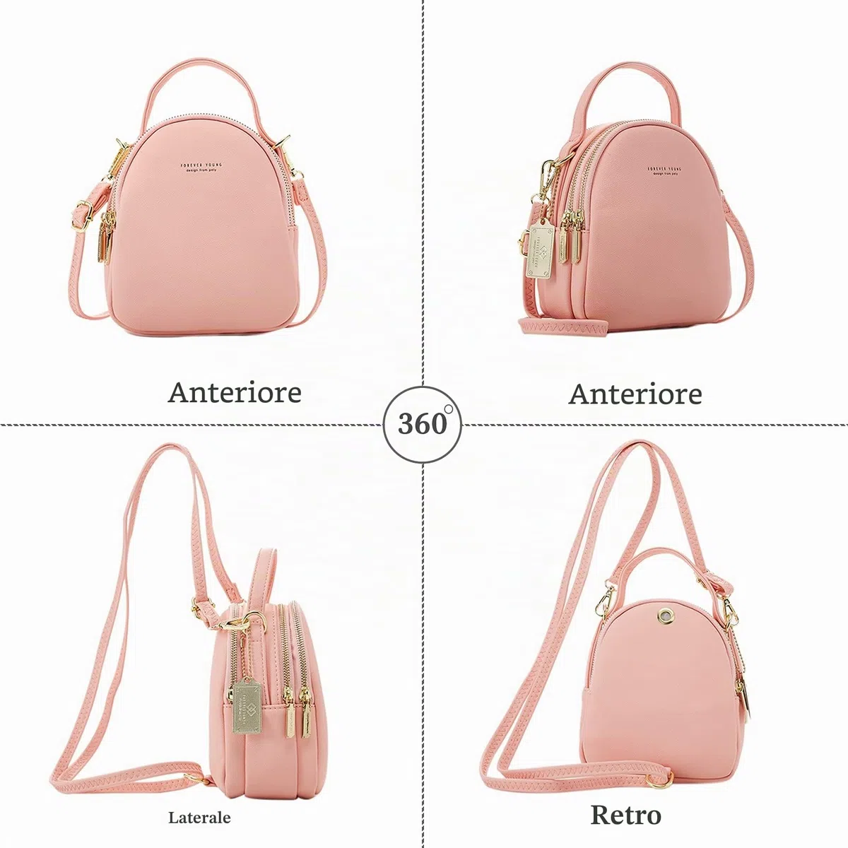 Mini Zaino Donna Moda Borsa A Mano Ragazza Impermeabile Borse A Tracolla con Foro Auricolare Pelle Daypack Viaggio Datazione Piccolo Zaino