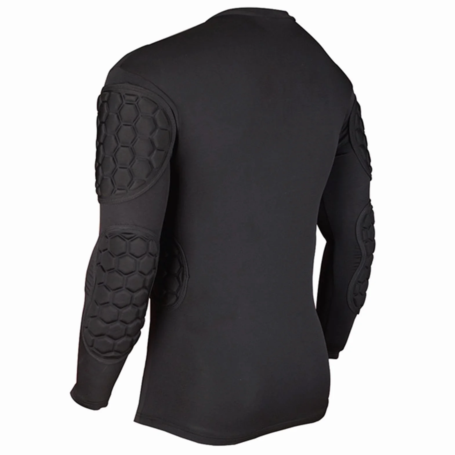 Teksome Maglia a compressione imbottita da calcio, maglia da portiere, nera, a maniche lunghe, per calcio, basket, paintball, rugby, parkour, calcio