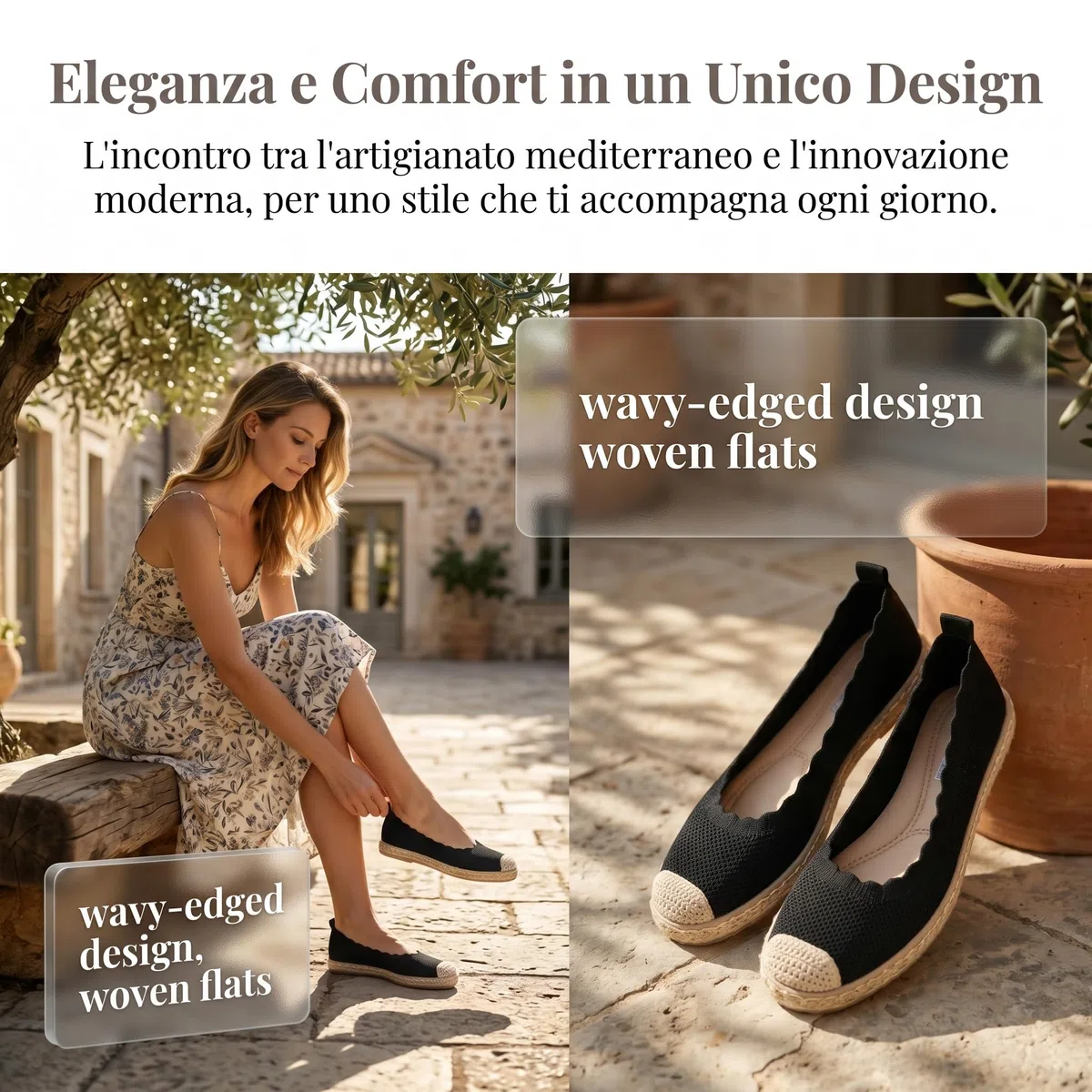 GLAMORA Espadrillas Donna Estate Ballerine Bicolore a Maglia Traspirante con Suola Sparto Scarpe Piatte Senza Lacci