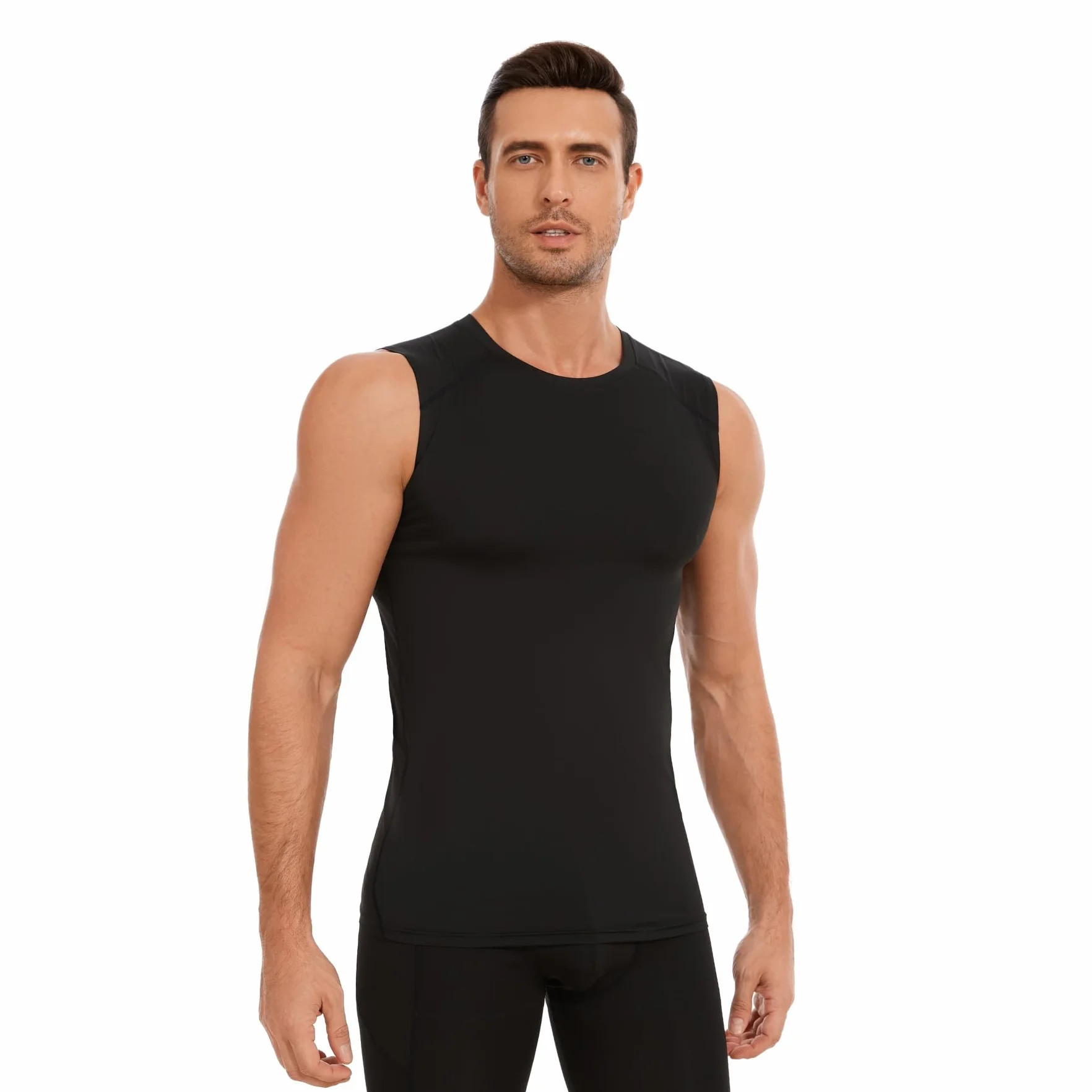 AMZSPORT Confezione da 5 Canotte da Uomo Traspiranti Maglia a Compressione, Maglia Funzionale, Maglia da Corsa, Canotta Senza Maniche per Sport, Palestra, Fitness e Running