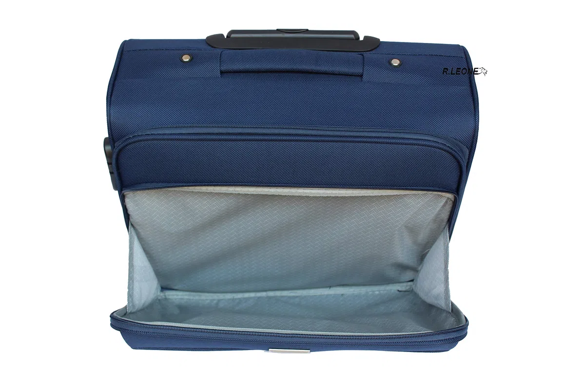 R.Leone Valigia bagaglio a mano 2 Ruote rinforzate Pilota Poliestere Stoffa adatto easyjet 45X36X20 (Nero)