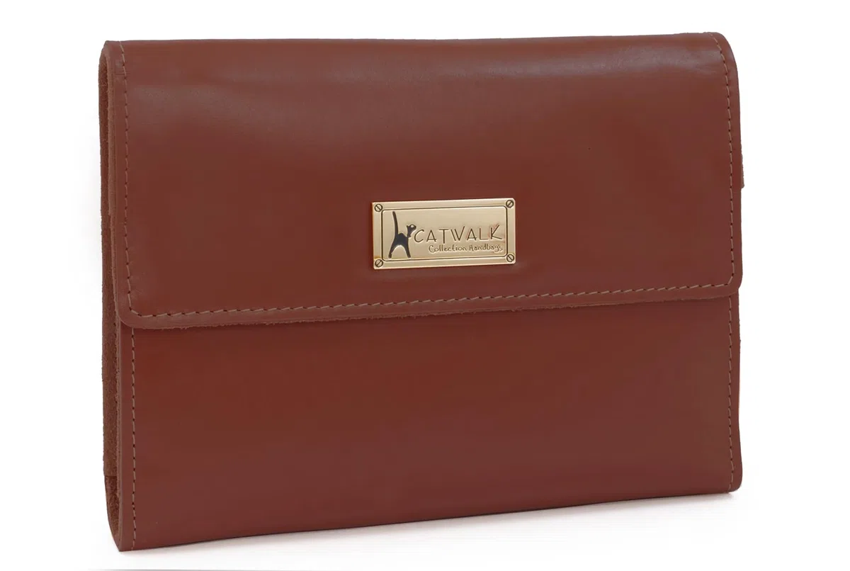 Catwalk Collection Handbags - Rotolo Portagioie Pelle Camoscio - Custodia Gioielli Viaggio Media/Grande - Confezione Regalo - Chanelle Marrone Chiaro