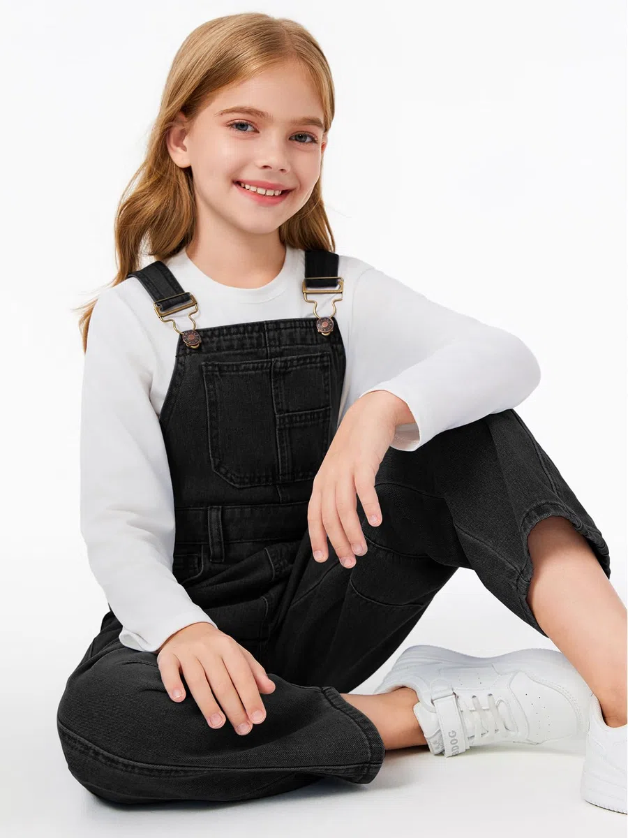Haloumoning Denim Jumpsuit Girls Jeans Salopette Bambini Senza Maniche Lunghe Tuta Casual Loose Fit Pagliaccetto con Tasche