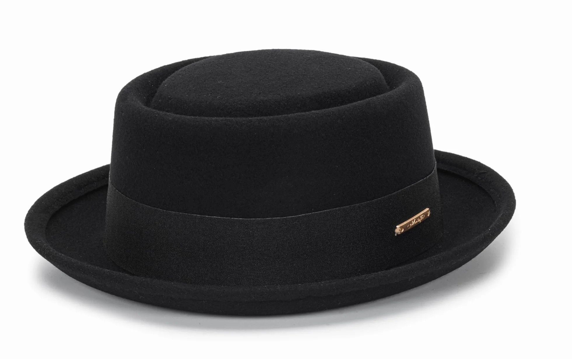 Cappello a bombetta da uomo con parte superiore piatta, in lana, stile vintage Porkpie