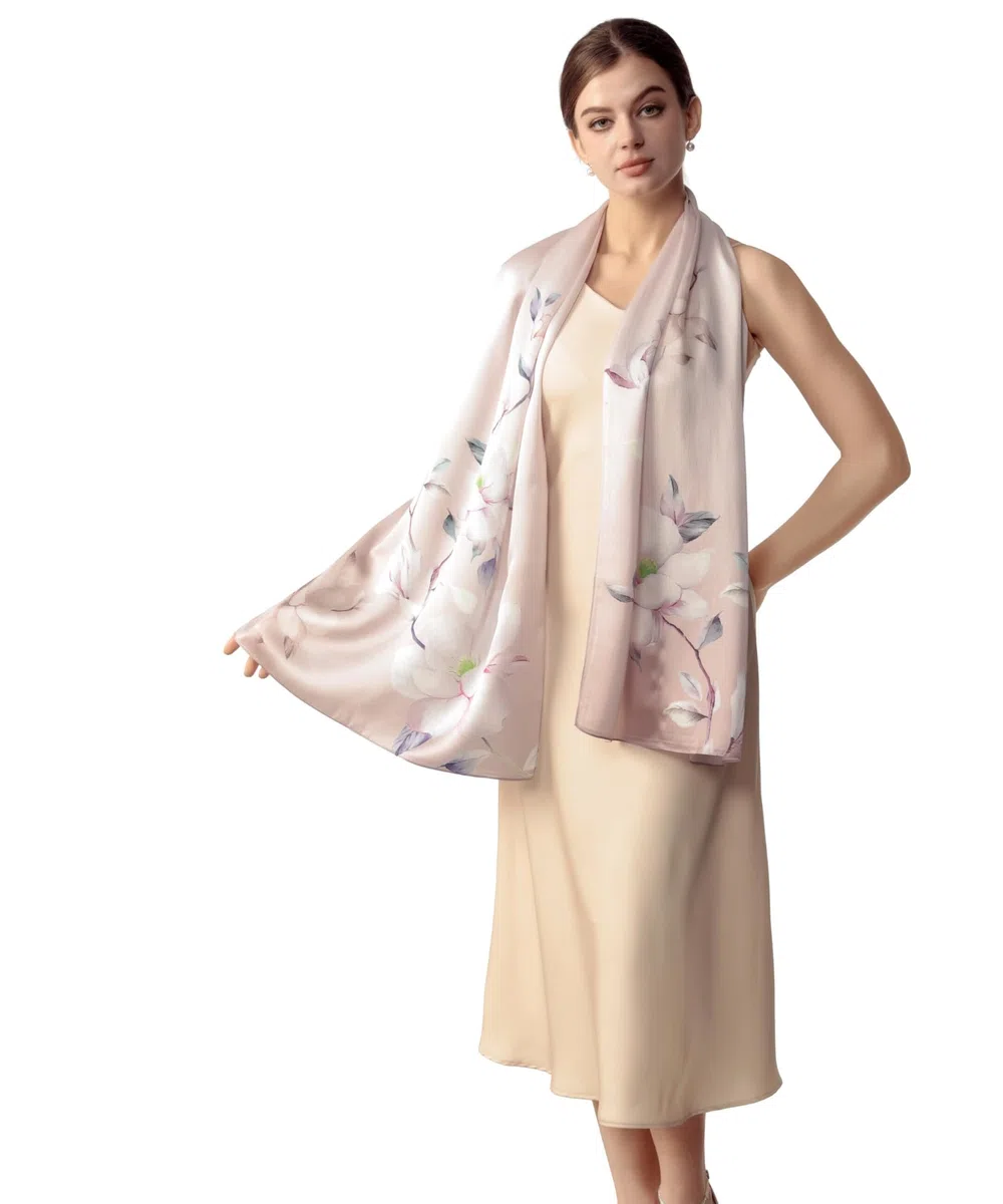 PoeticEHome Sciarpa Lunga in 100% Seta di Gelso - Scialle Oversize Donna per Testa, Collo e Capelli con Elegante Confezione Regalo (170x53cm)