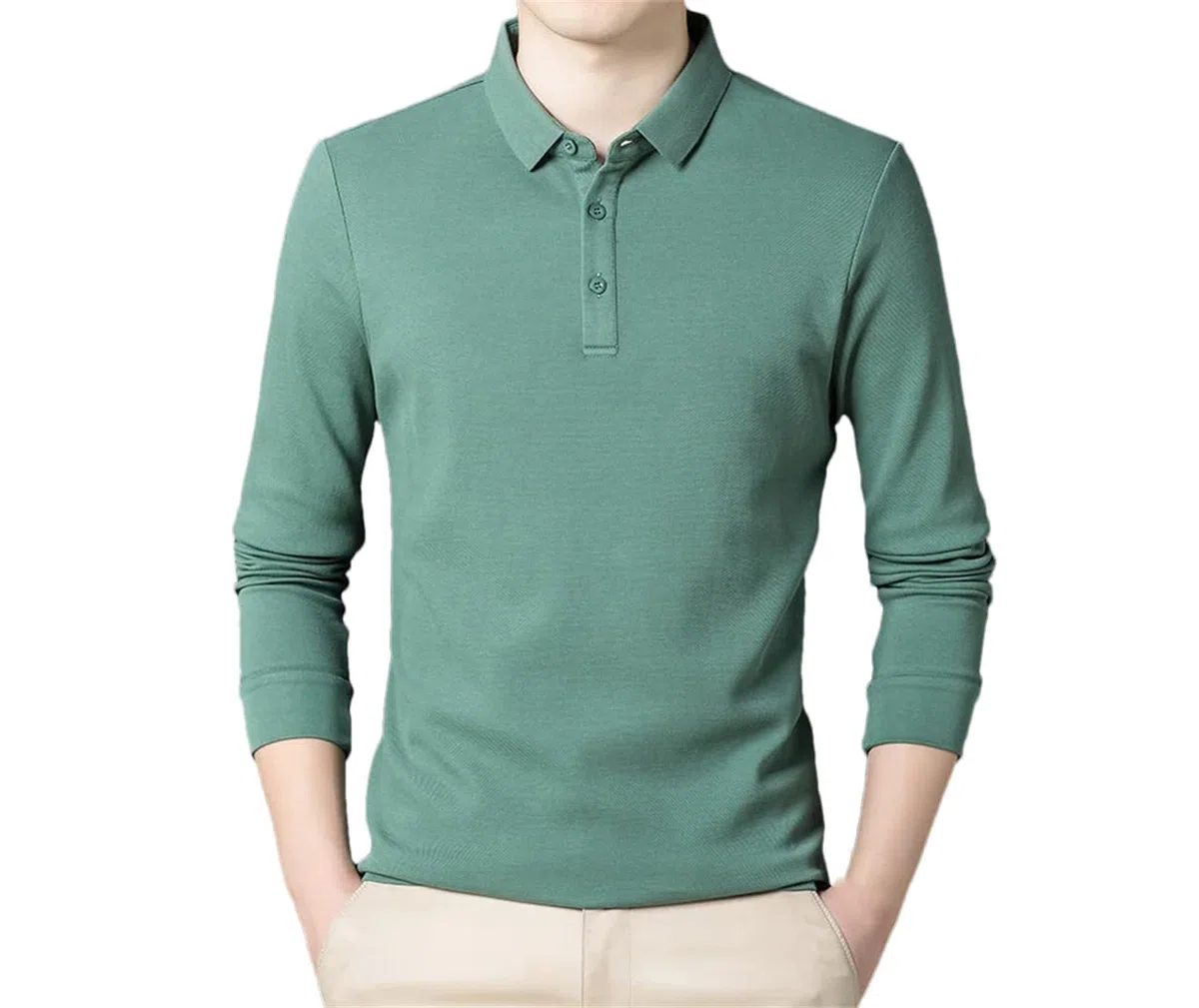 Rfmfkkg Uomini Tinta unita Casuale Manica Lunga Polo Business Casual Regolare Manica Lunga Top