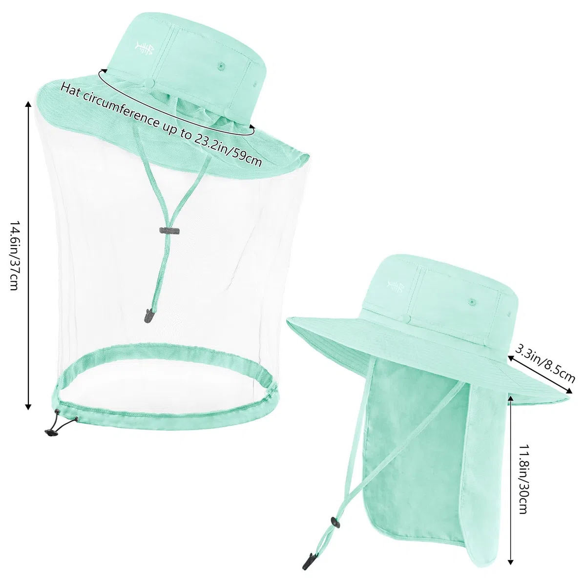 Bassdash Cappello da Sole antizanzare UPF 50+ con Rete Nascosta per la Testa e Aletta per Il Collo per Uomini Donne Pesca all'aperto Escursionismo Campeggio