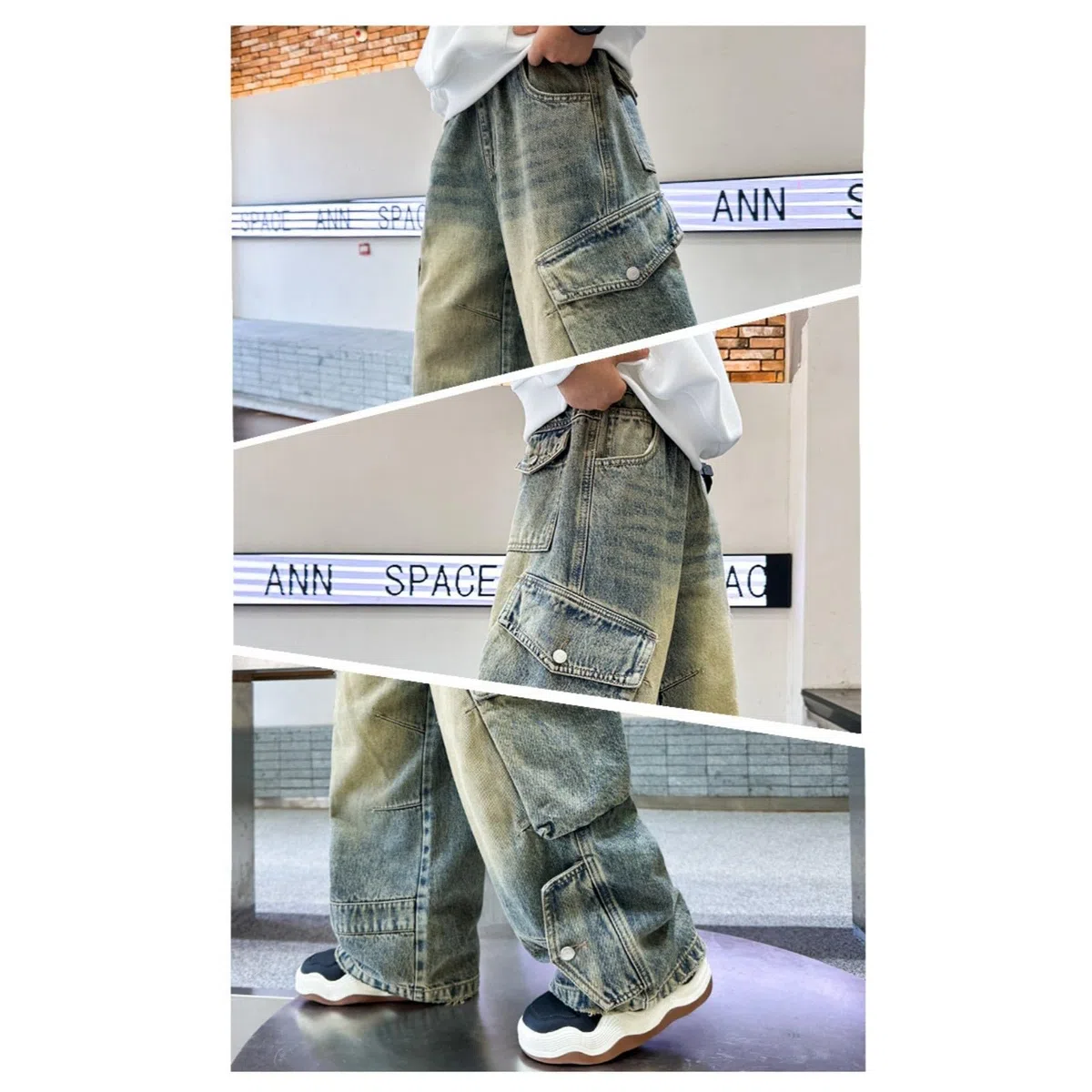 Generico Pantaloni per Bambino - Pantaloni Cargo per Bambini con Vita Completamente Elasticizzata vestibilità Regolare età 4-12 Anni Casual Jeans