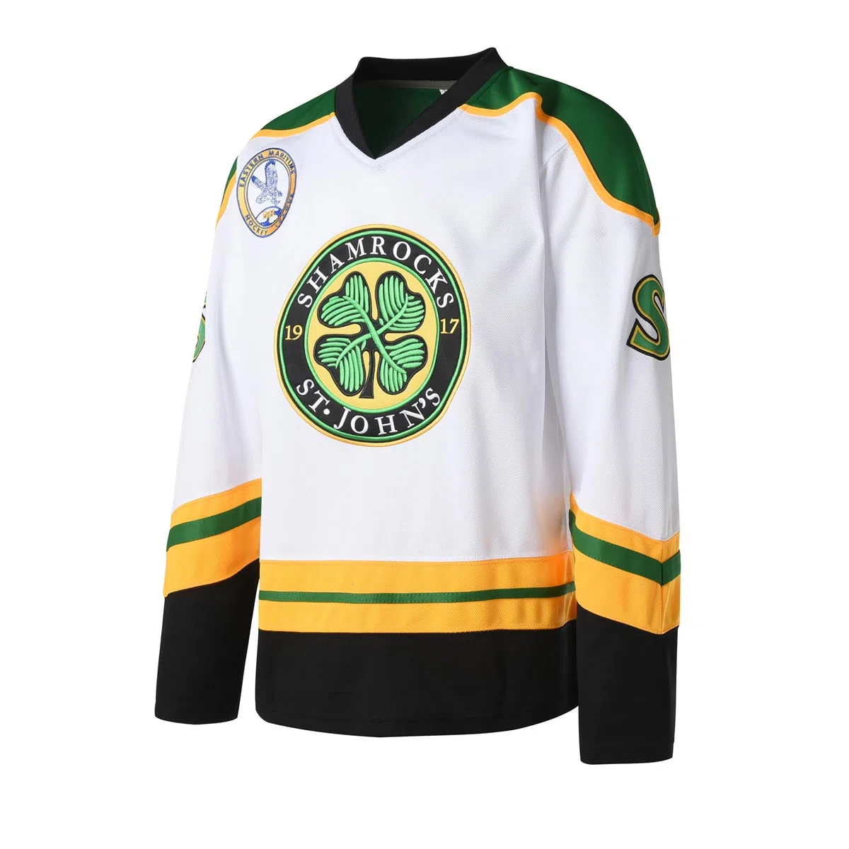 Maglia da hockey da uomo Ross The Boss #3 Rhea St John's Shamrocks con toppa EMHL