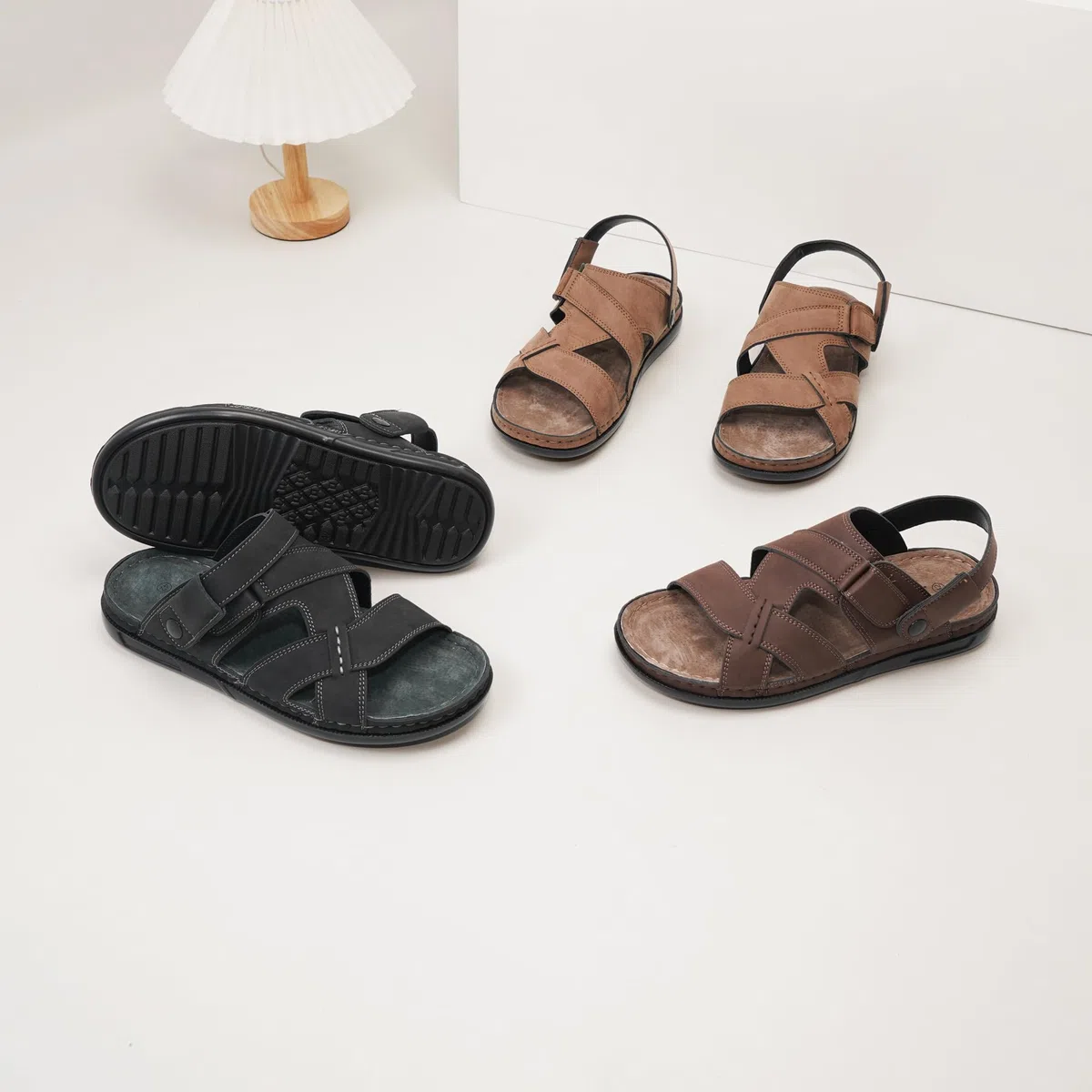 JOMIX Sandali Uomo in Pelle con Strappo Regolabile, Sandali Sportivi Ortopediche Comodi Suola Antiscivolo per Estivo, Casual e Outdoor MOX250660
