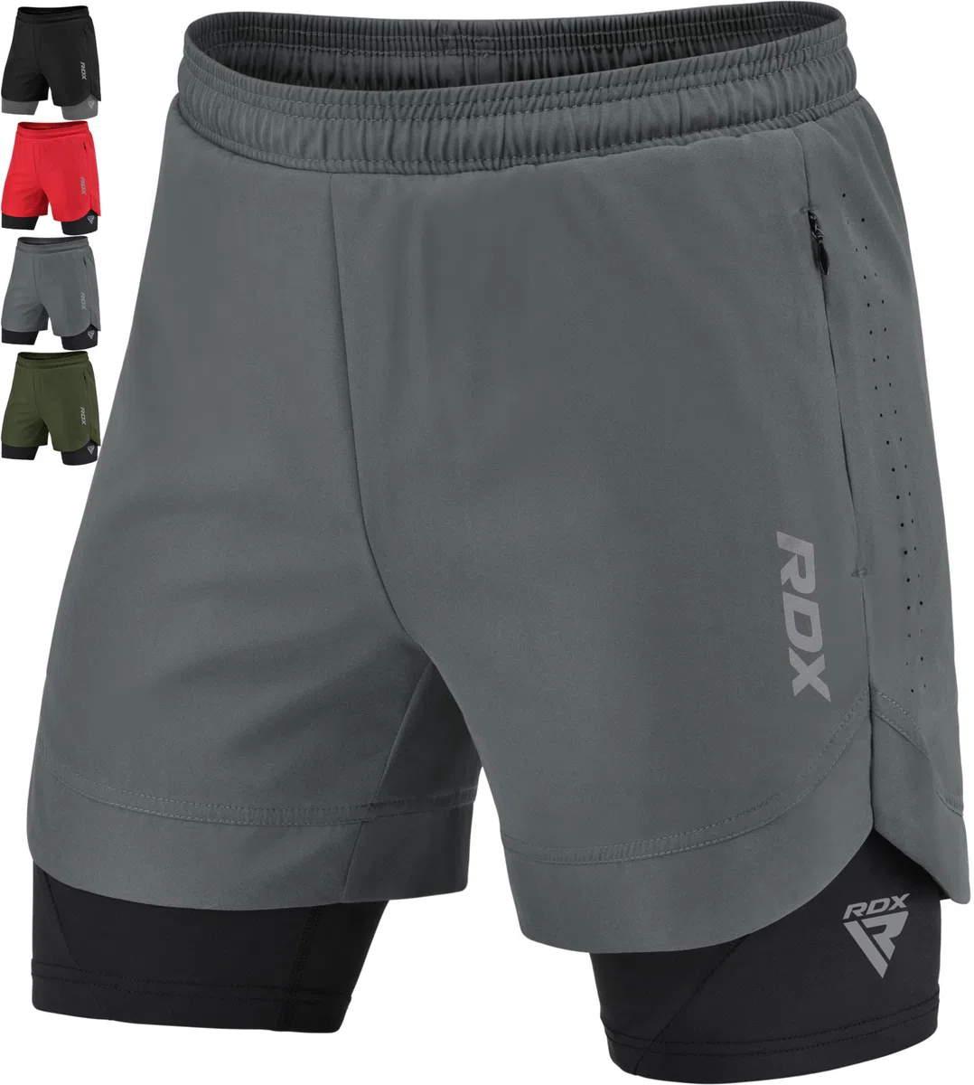 RDX Pantaloncini Running Uomo, Sportivi Running Bermuda, Elastici Leggeri Ad Asciugatura Rapida con 2 con Cerniera e 2 Tasche per Telefono per Allenamento Fitness, Jogging, Nuoto, Ciclismo, Yoga