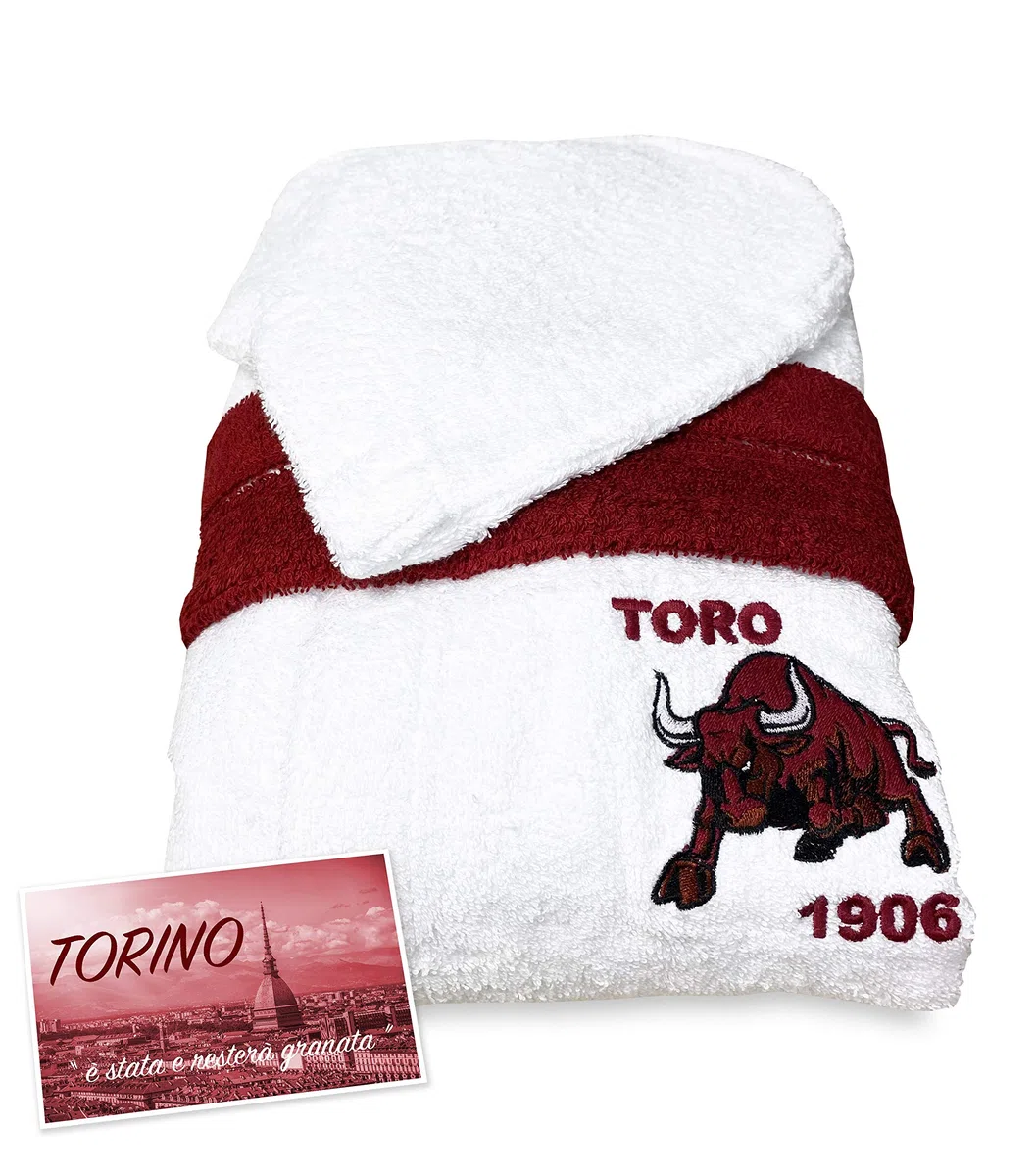Tex family Accappatoio Toro Torino Calcio Bimbo Bambino Ragazzo in Spugna di Puro Cotone Made in Italy - 12 Anni