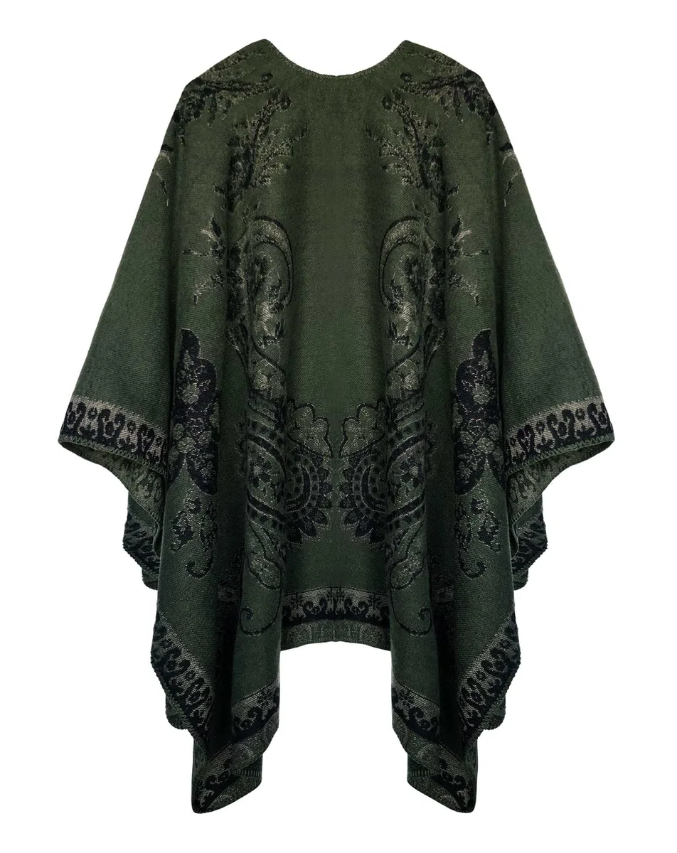 EXCHIC Donne Casual Oversize Poncho Cape Modello Floreale Elegante Sciarpa Cappotto Maglieria Scialli Avvolgimenti