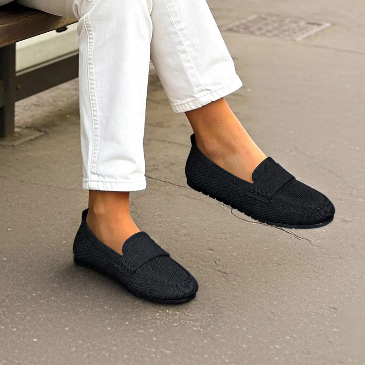 DREAM PAIRS Scarpe Mocassini da Donna in Maglia Penny - Slip-On Casual, Comodi, Ideali per Lavoro e Passeggio