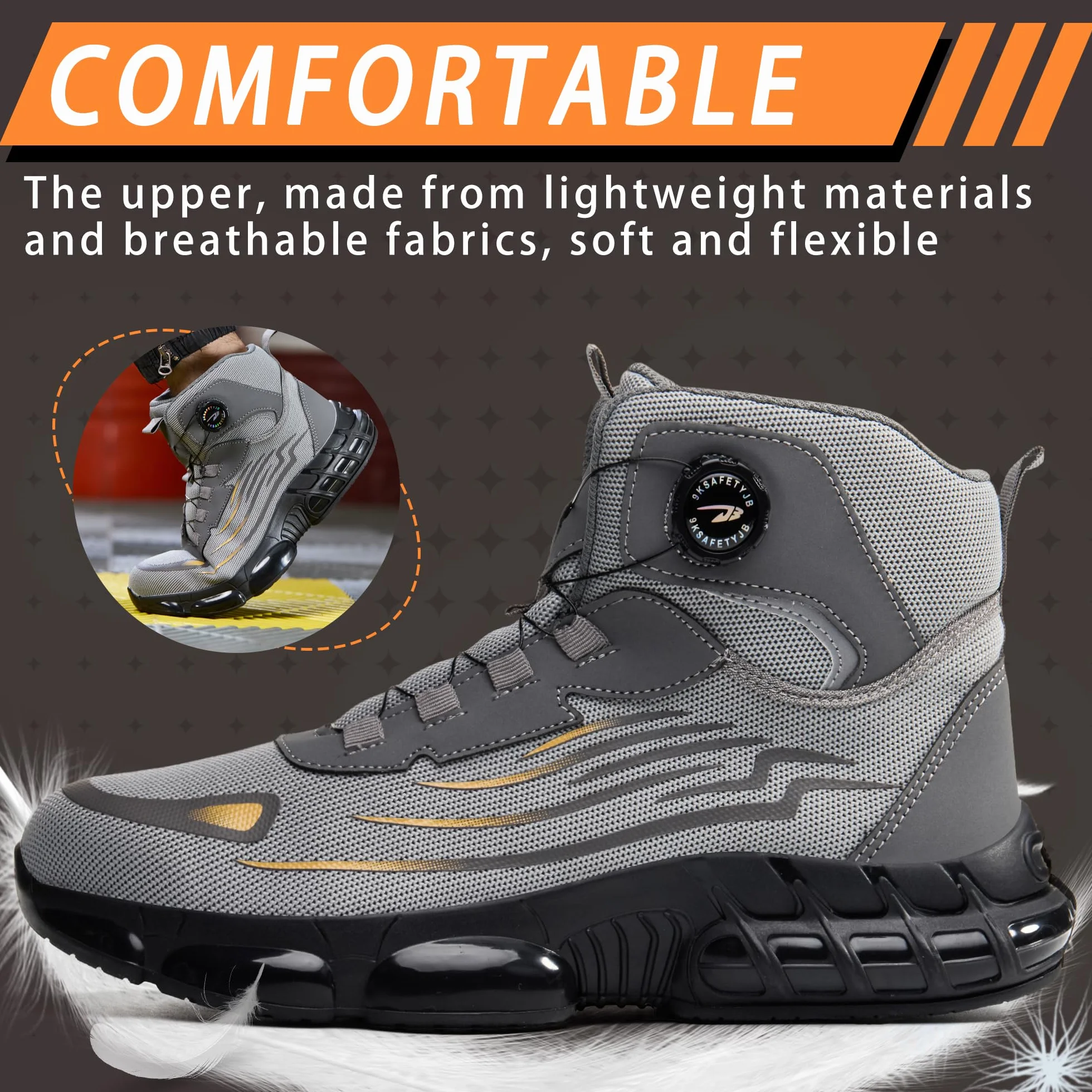 Scarpe Antinfortunistiche Alte Leggere Uomo Donna Scarponi Antinfortunistiche Ammortizzate Traspiranti Scarpe da Lavoro Comode con Punta in Acciaio